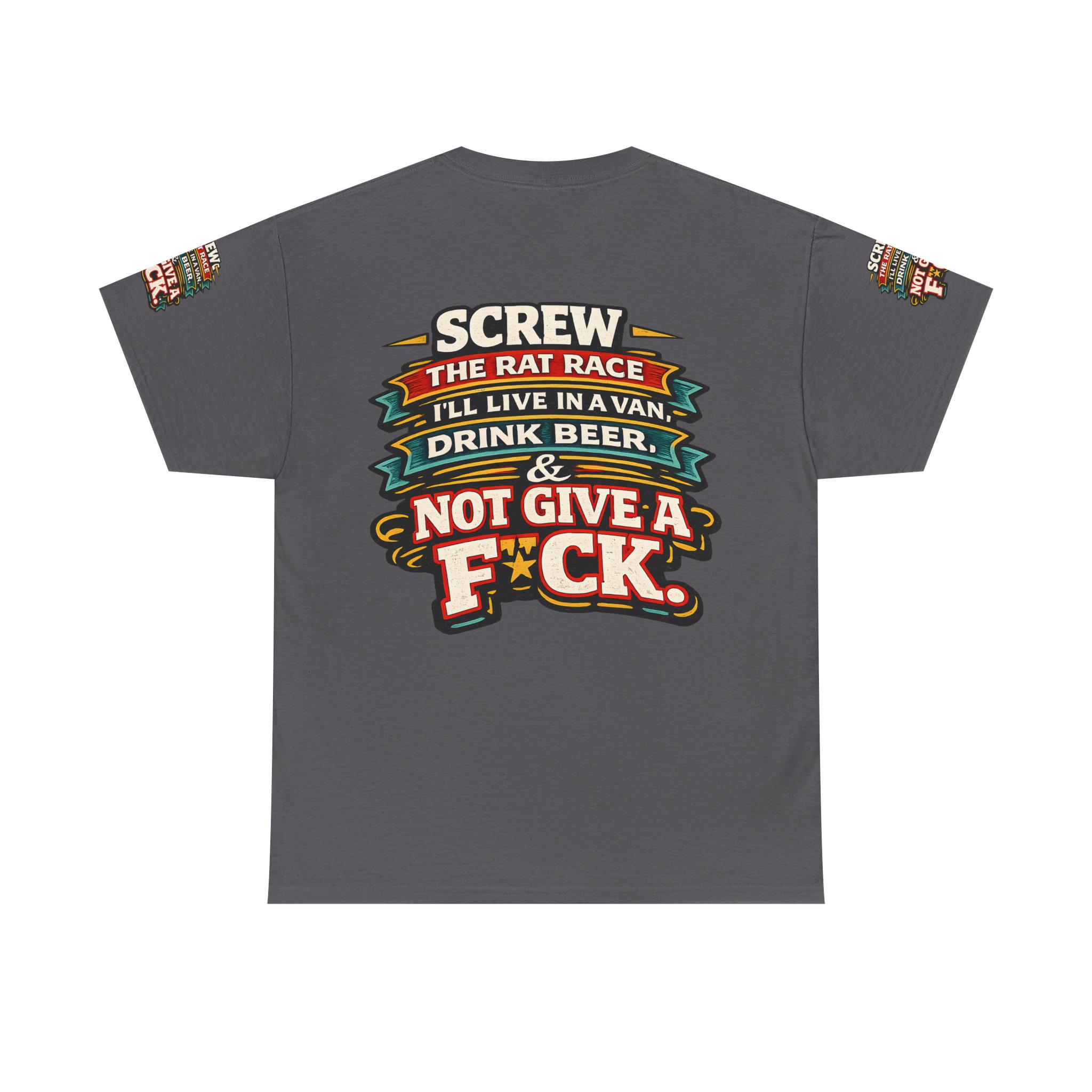 Unisex Heavy Cotton Tee — "Screw The Rat Race" Design F**K-Line
