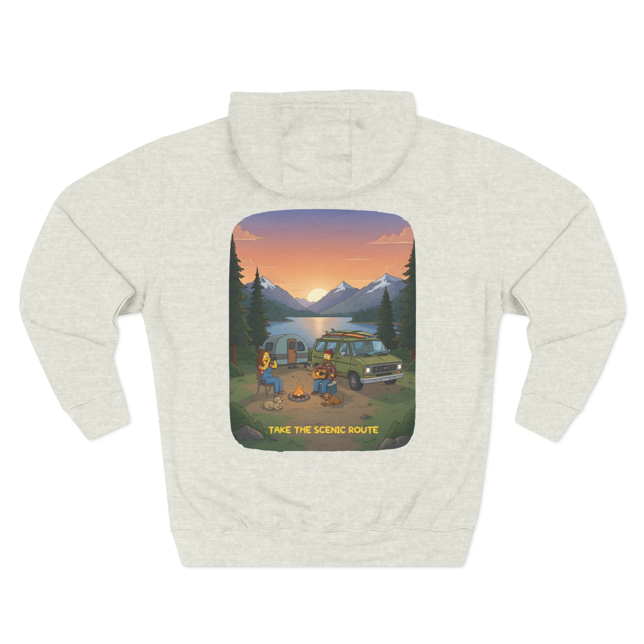 Three-Panel Fleece Hoodie - "Take The Scenic Route" Design Sitcom-Line