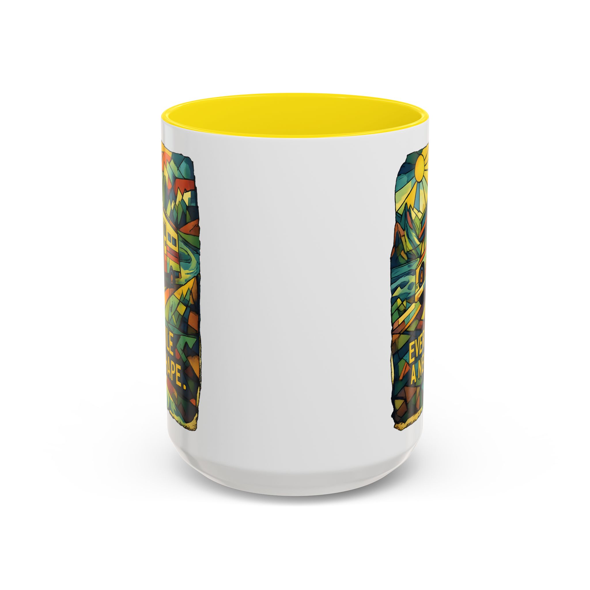 9213335330426119041_2048.jpeg Accent Coffee Mug (11, 15oz) — "Every Mile A New Shape" Design Cubic-Line