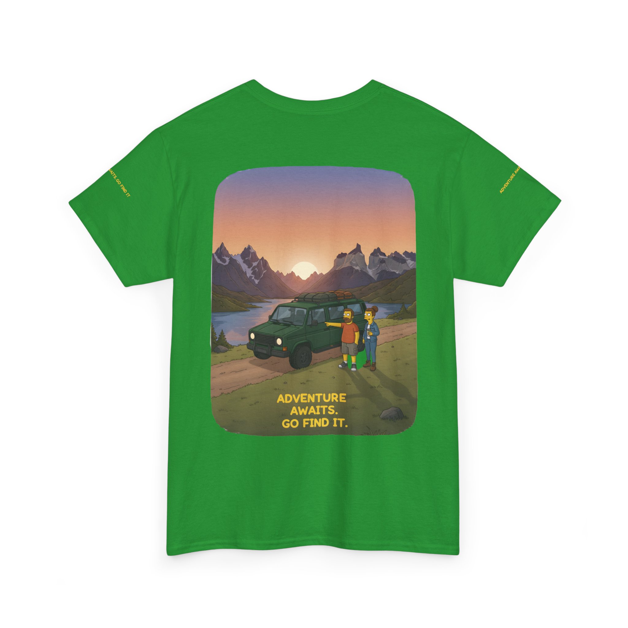 Unisex Heavy Cotton Tee — "Adventure Awaits-Go Find It" Design Sitcom-Line