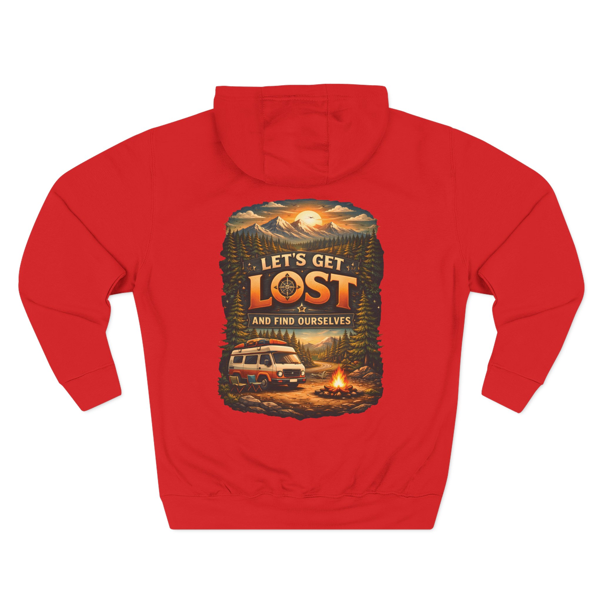 Three-Panel Fleece Hoodie - "Let´s Get Lost And Found Ourselfs" Design Scenic-Line