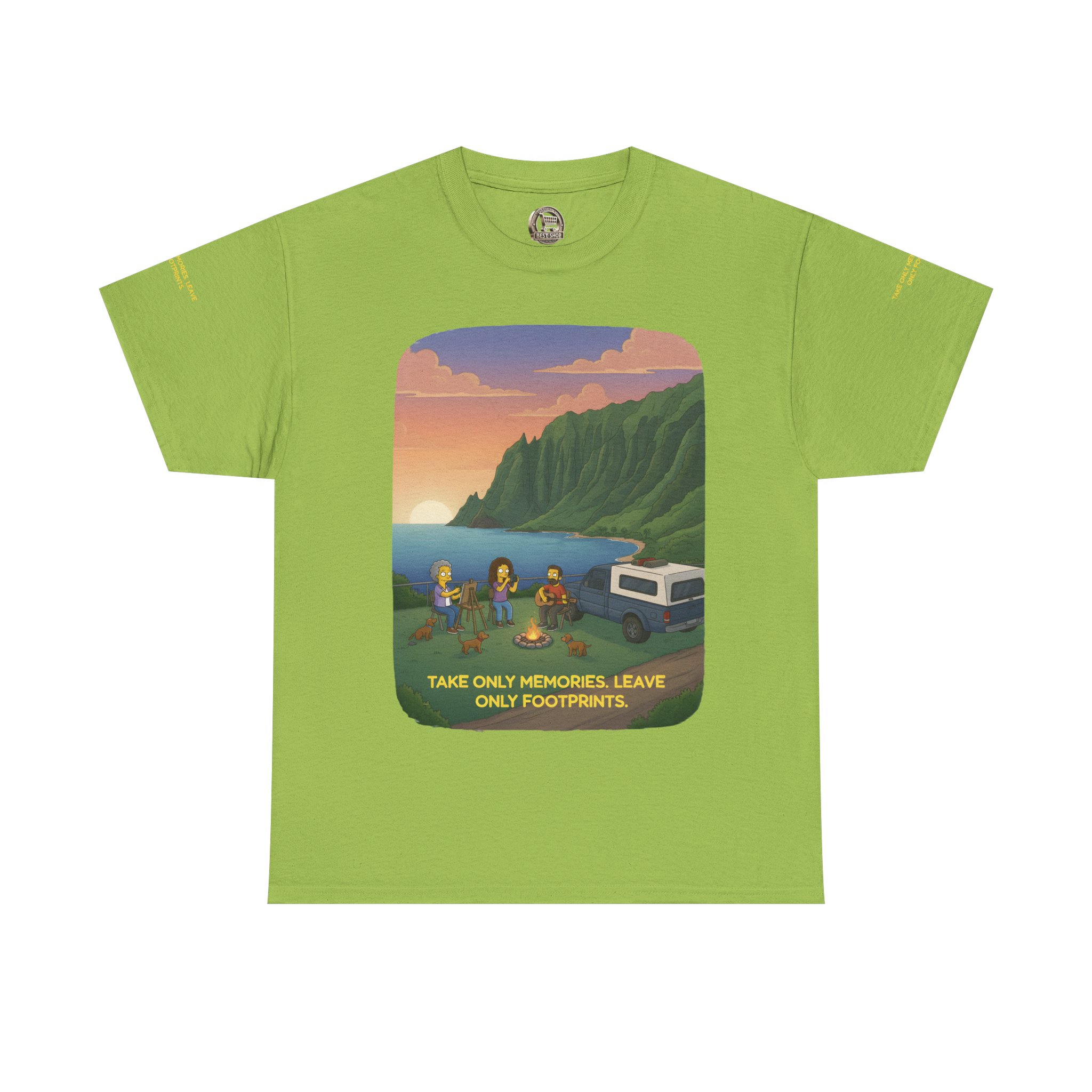Unisex Heavy Cotton Tee — "Take Only Memories-Leave Only Footprints" Design Sitcom-Line