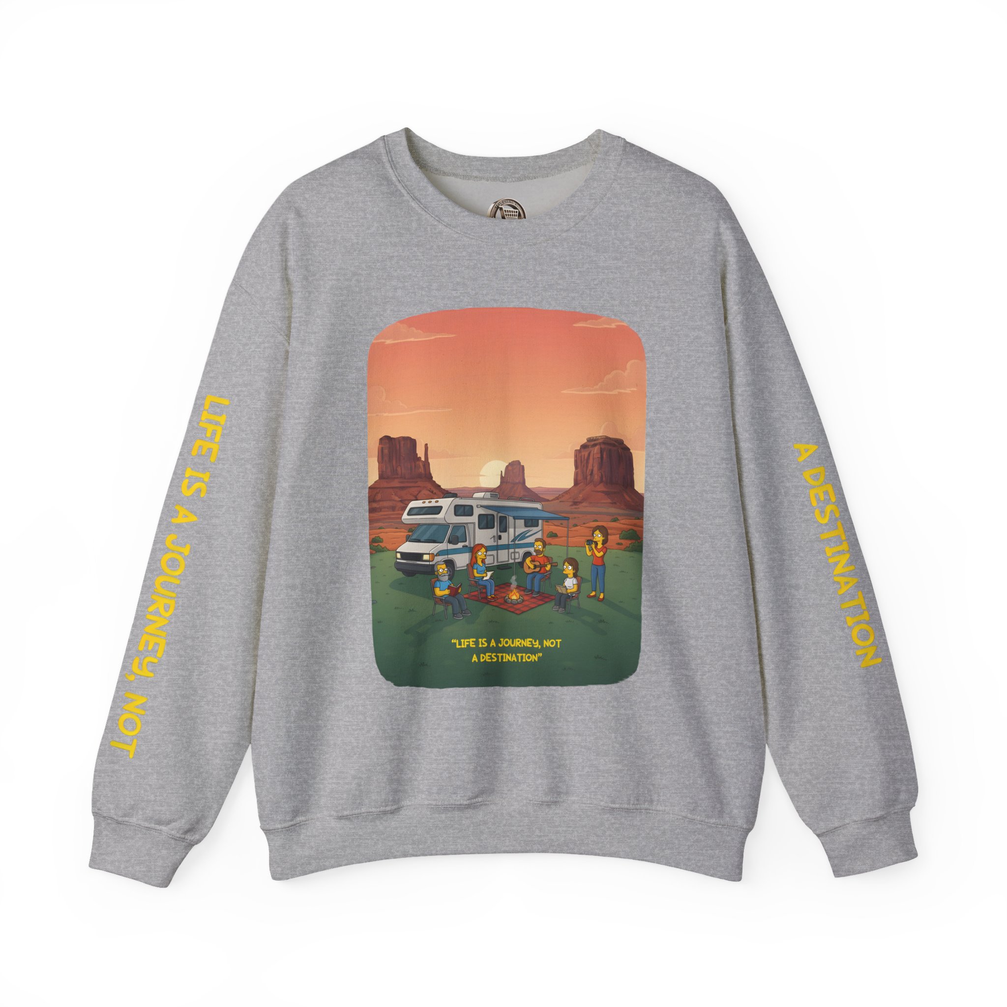 Unisex Heavy Blend™ Crewneck Sweatshirt — "Life Is A Journey-Not A Destination" Design Sitcom-Line