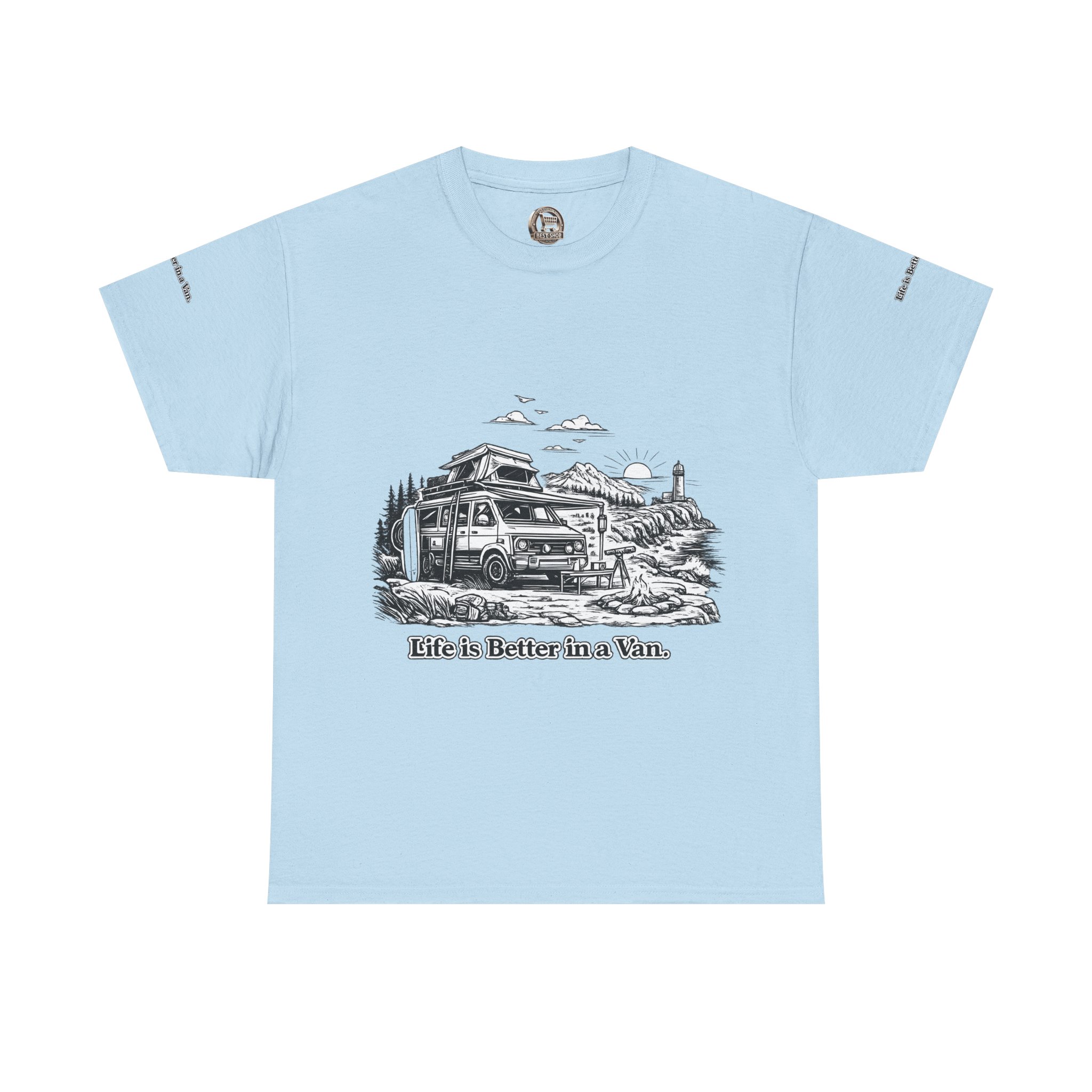 Unisex Heavy Cotton Tee — "Life Is Better In A Van" Design Minimal-Line