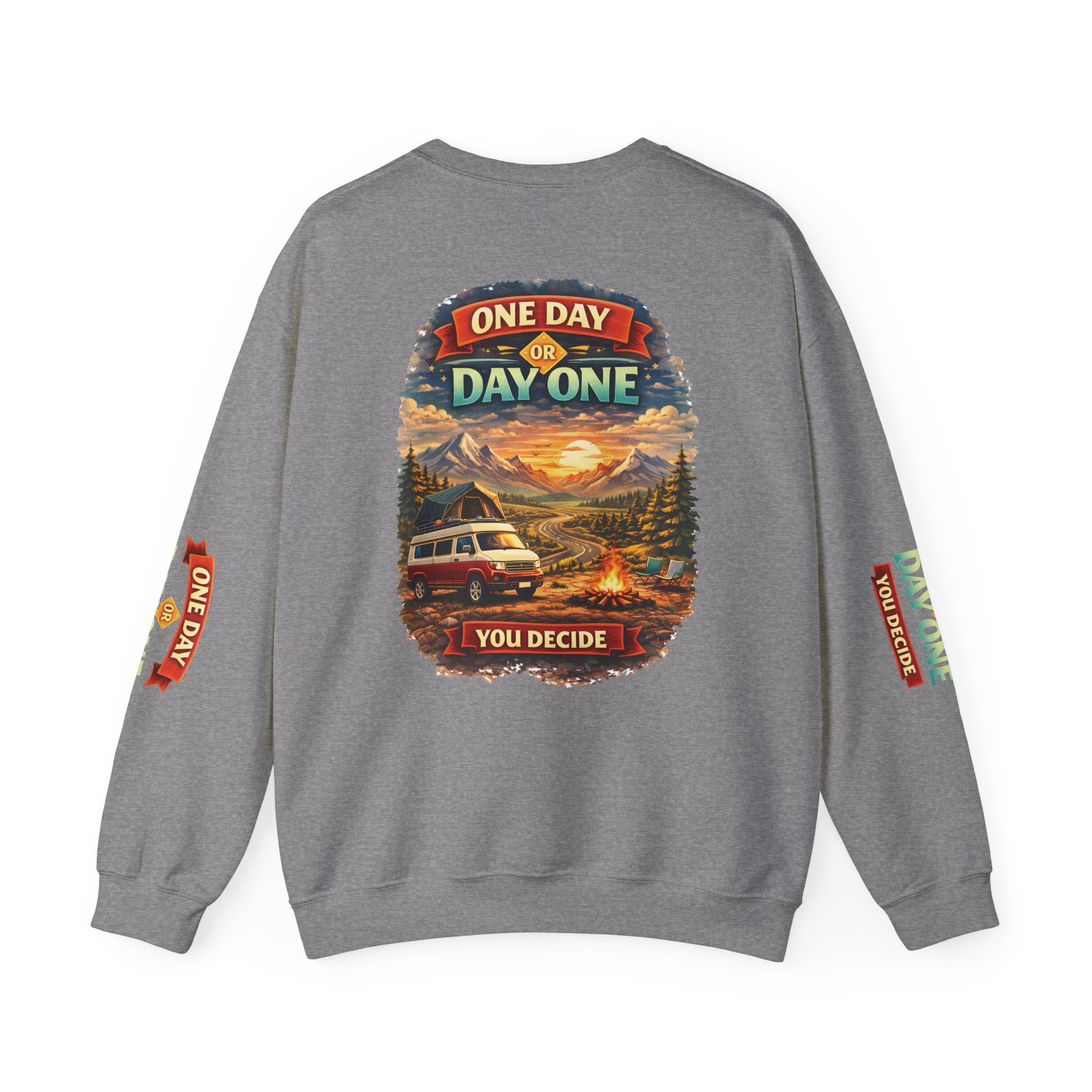 Unisex Heavy Blend™ Crewneck Sweatshirt — "One Day Or Day One" Design Scenic-Line