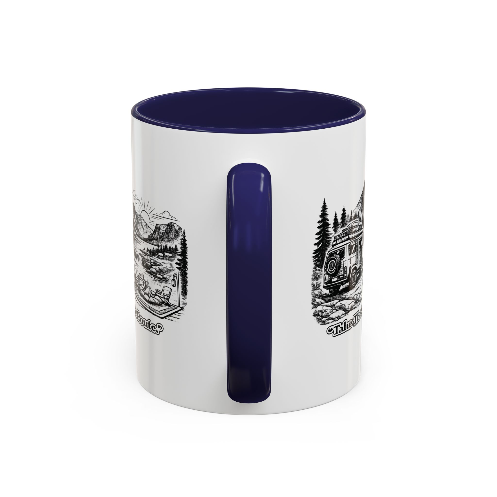 Accent Coffee Mug (11, 15oz) — "Take The Scenic Route" Design Minimal-Line