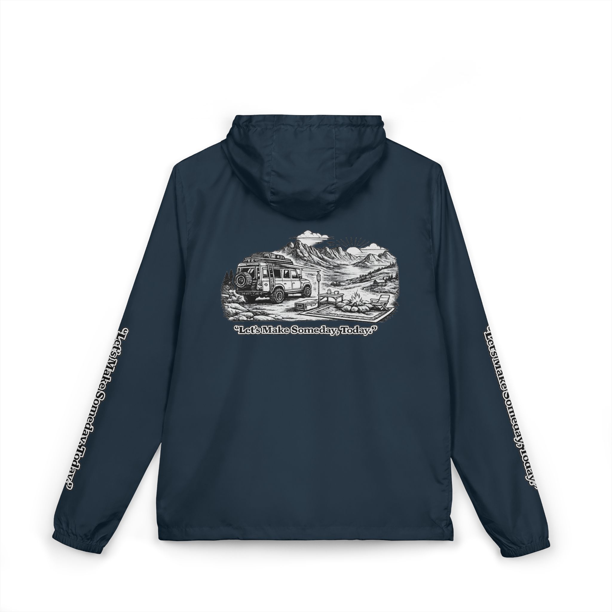 Unisex Full-Zip Windbreaker Jacket — "Lets Make Some Day" (Design "Minimal-Line")