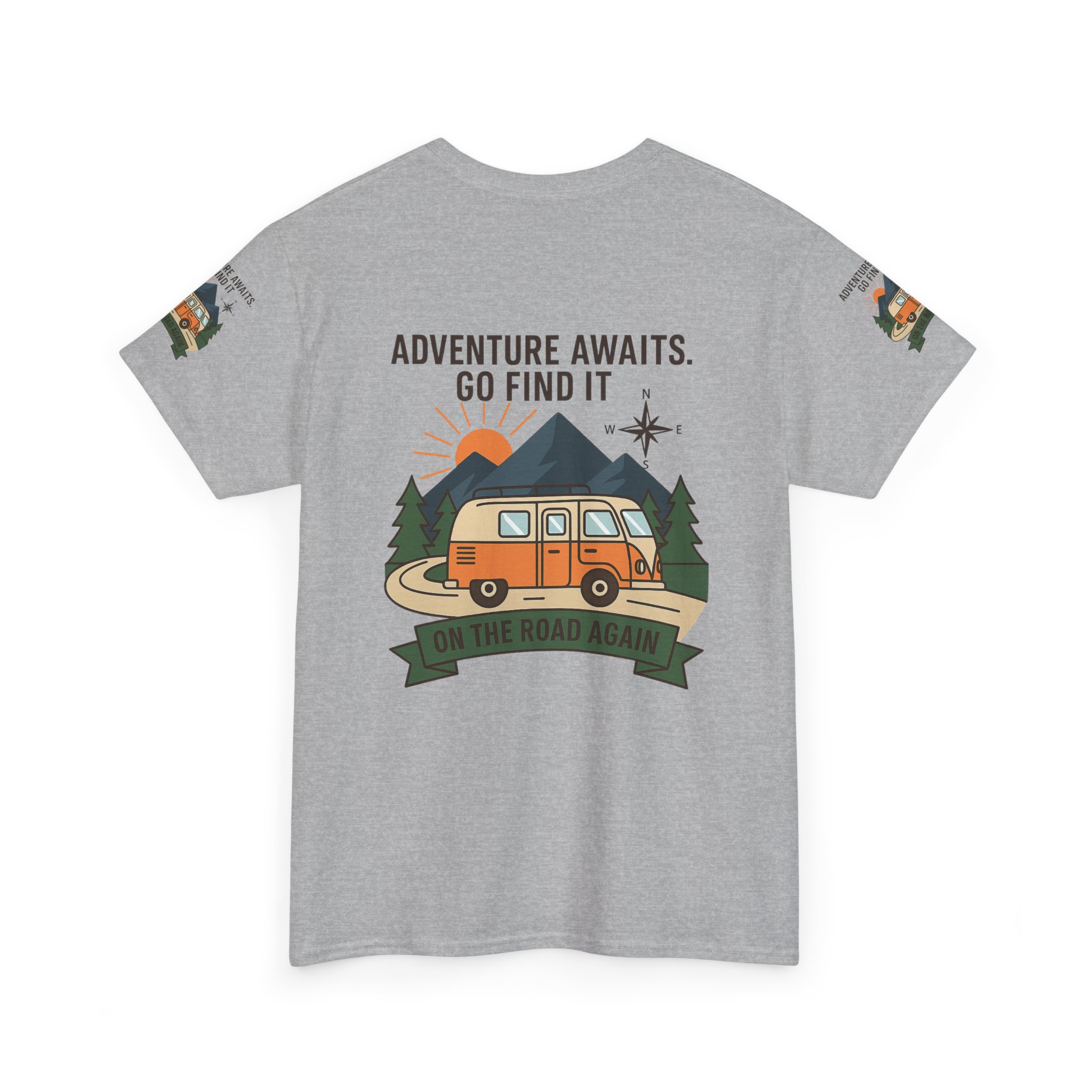 9251039315484900563_2048.jpeg Unisex Heavy Cotton Tee — 'Adventure Awaits. Go Find It' Camper Van T‑Shirt