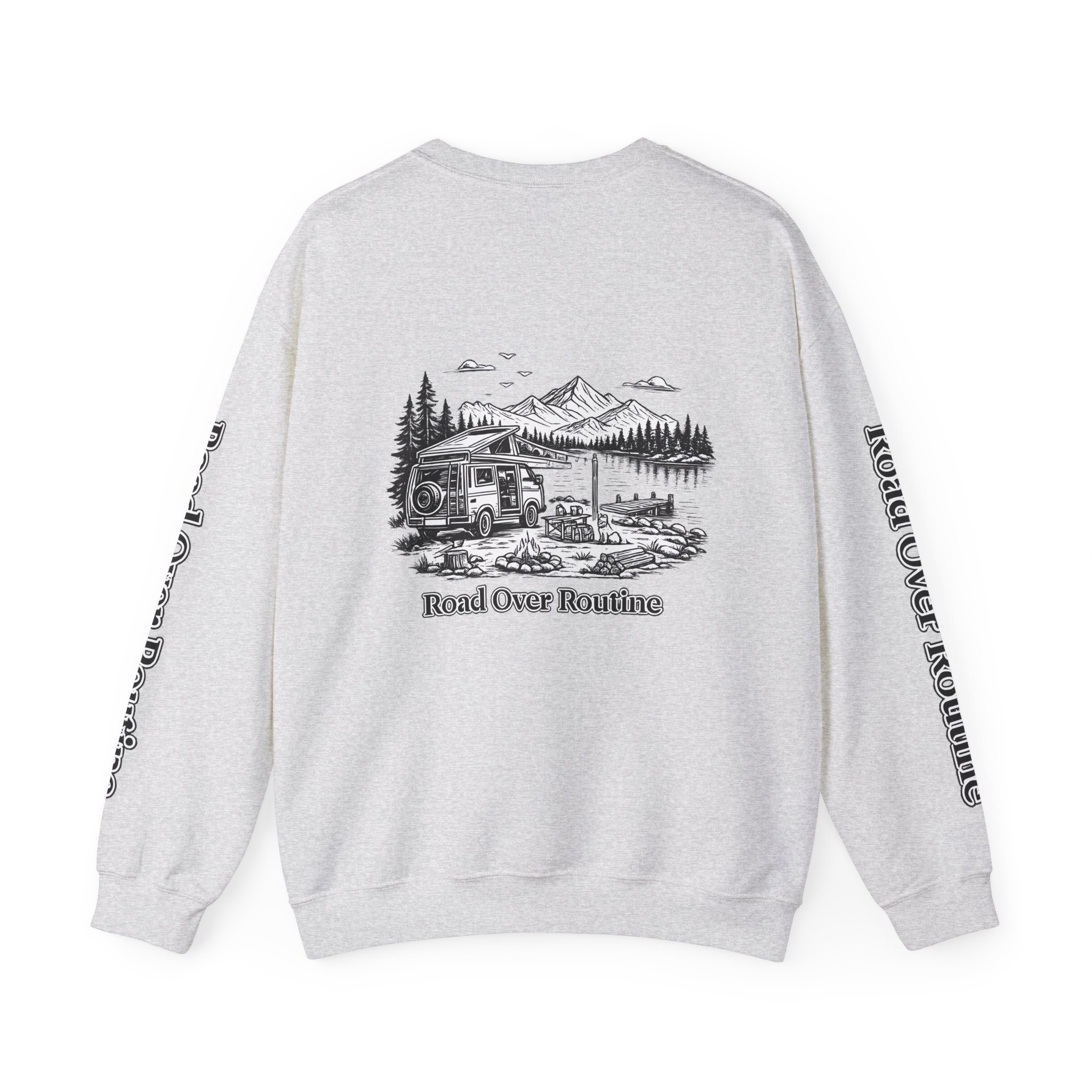 Unisex Heavy Blend™ Crewneck Sweatshirt — "Road Over Routine" Design Minimal-Line