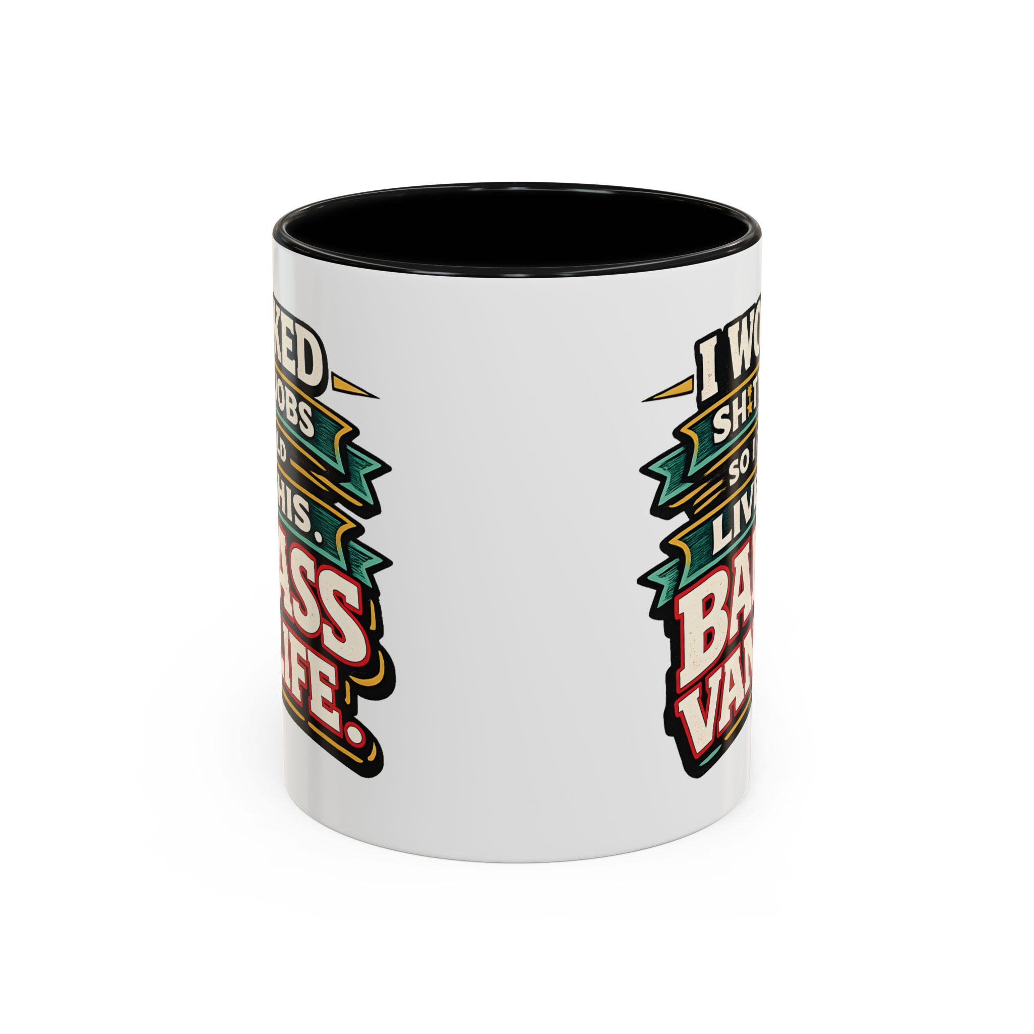Accent Coffee Mug (11, 15oz) — "I Worked Shitty Jobs" Design F**K-Line