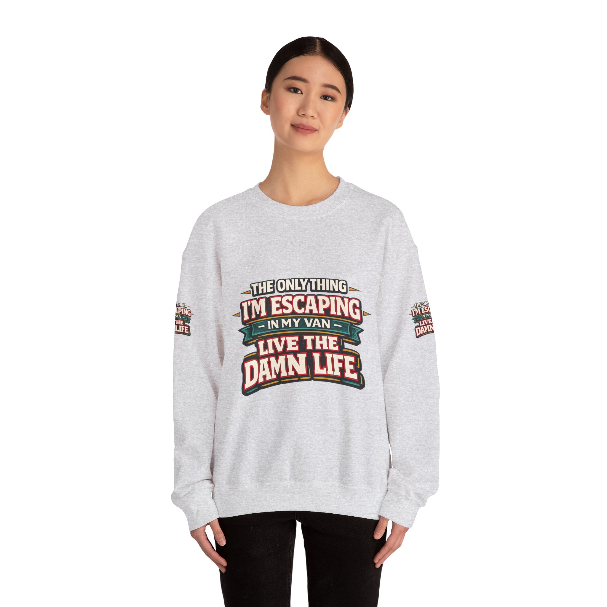 Unisex Heavy Blend™ Crewneck Sweatshirt — "The Only Thing I´m Escaping" Design F**K-Line