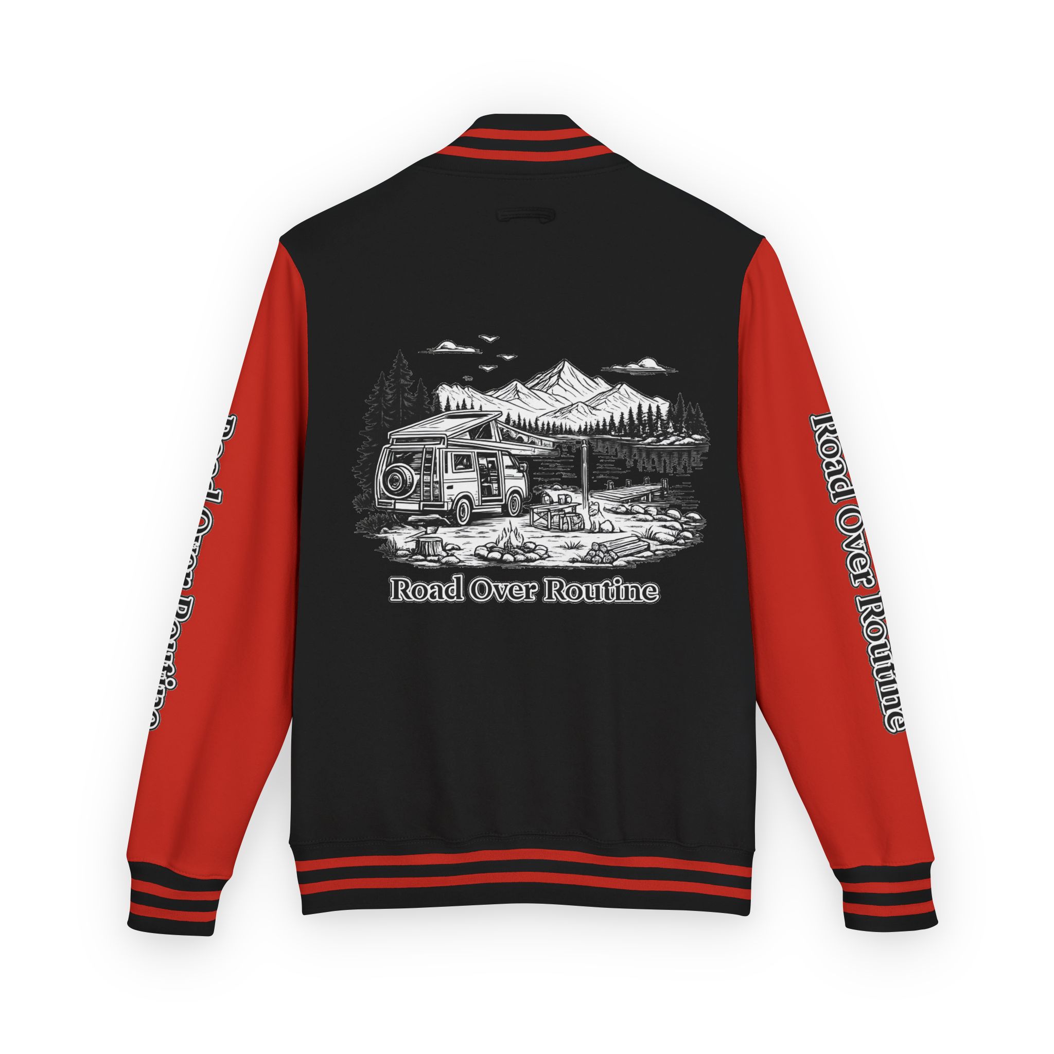 Unisex Heavyweight Letterman Jacket — "Road Over Routine" Travel Varsity Coat