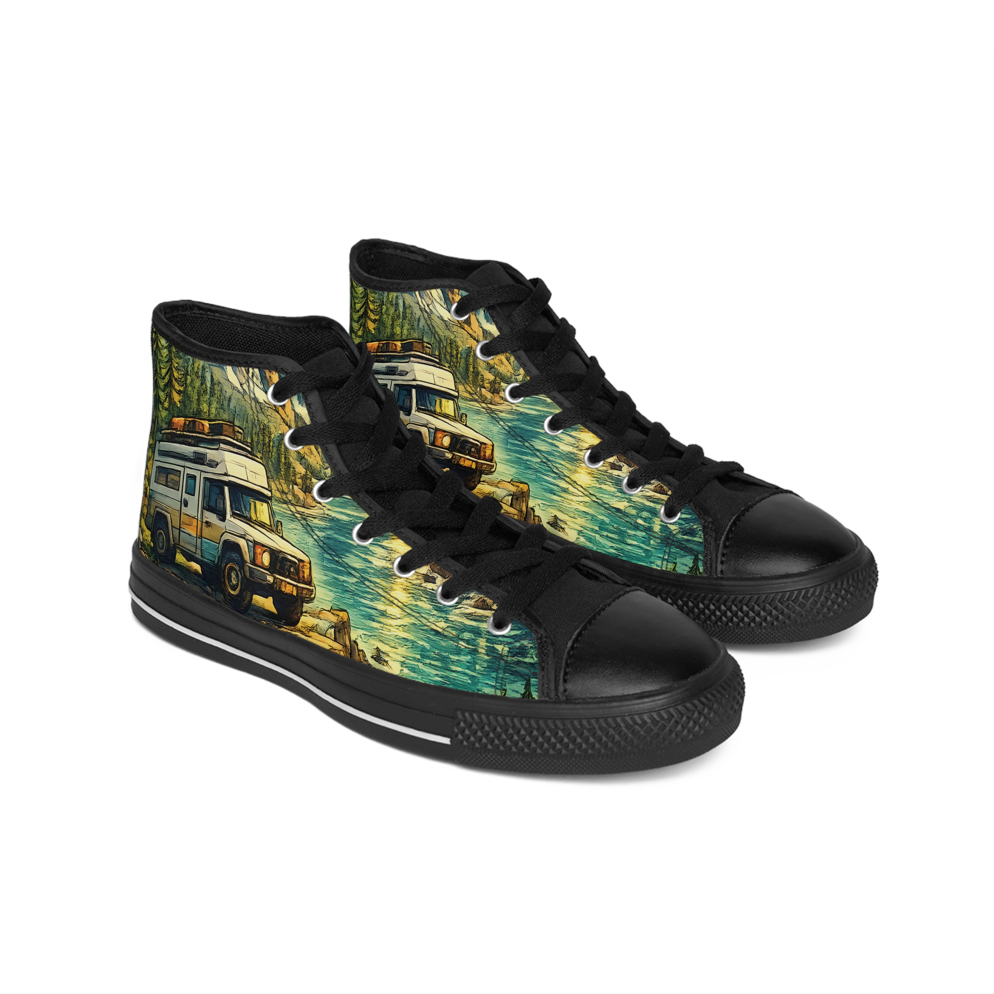Women's Classic Sneakers – Vintage Camper Print (Cubic-Line)