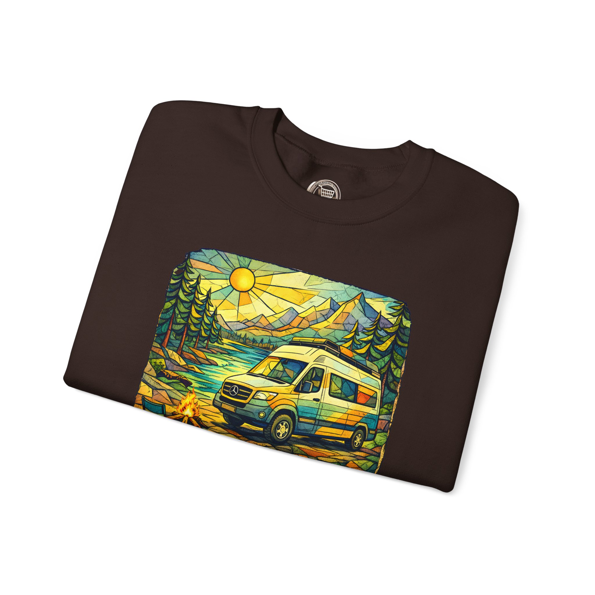 Unisex Heavy Blend™ Crewneck Sweatshirt — "Go Where You Feel Most Alive" Design Cubic-Line