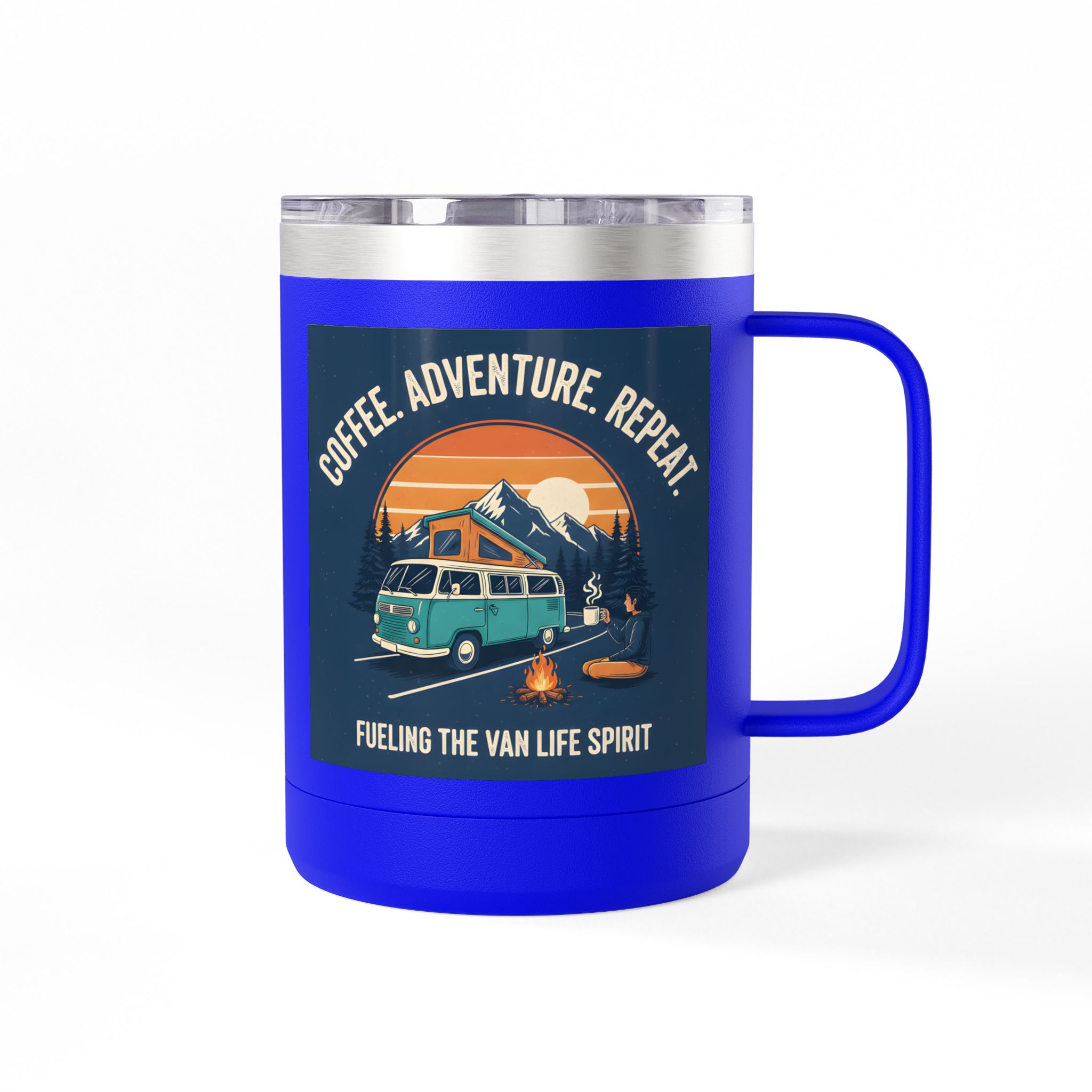 Coffee Mug Tumbler, 15oz — “Coffee. Adventure. Repeat.”