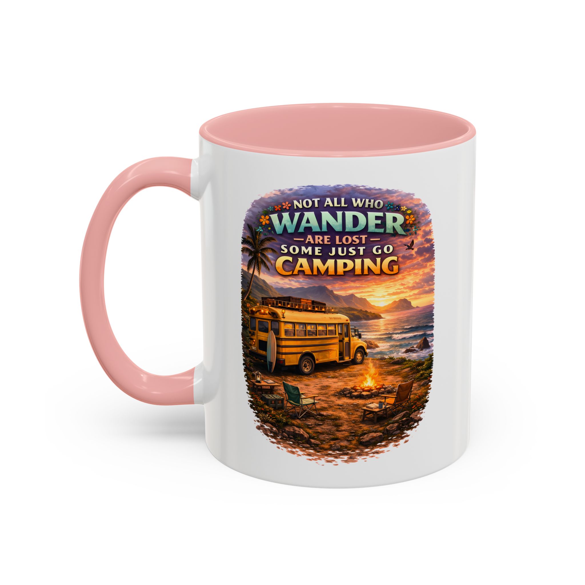 Accent Coffee Mug (11, 15oz) — "Not All Who Wander Are Lost" Design Scenic-Line
