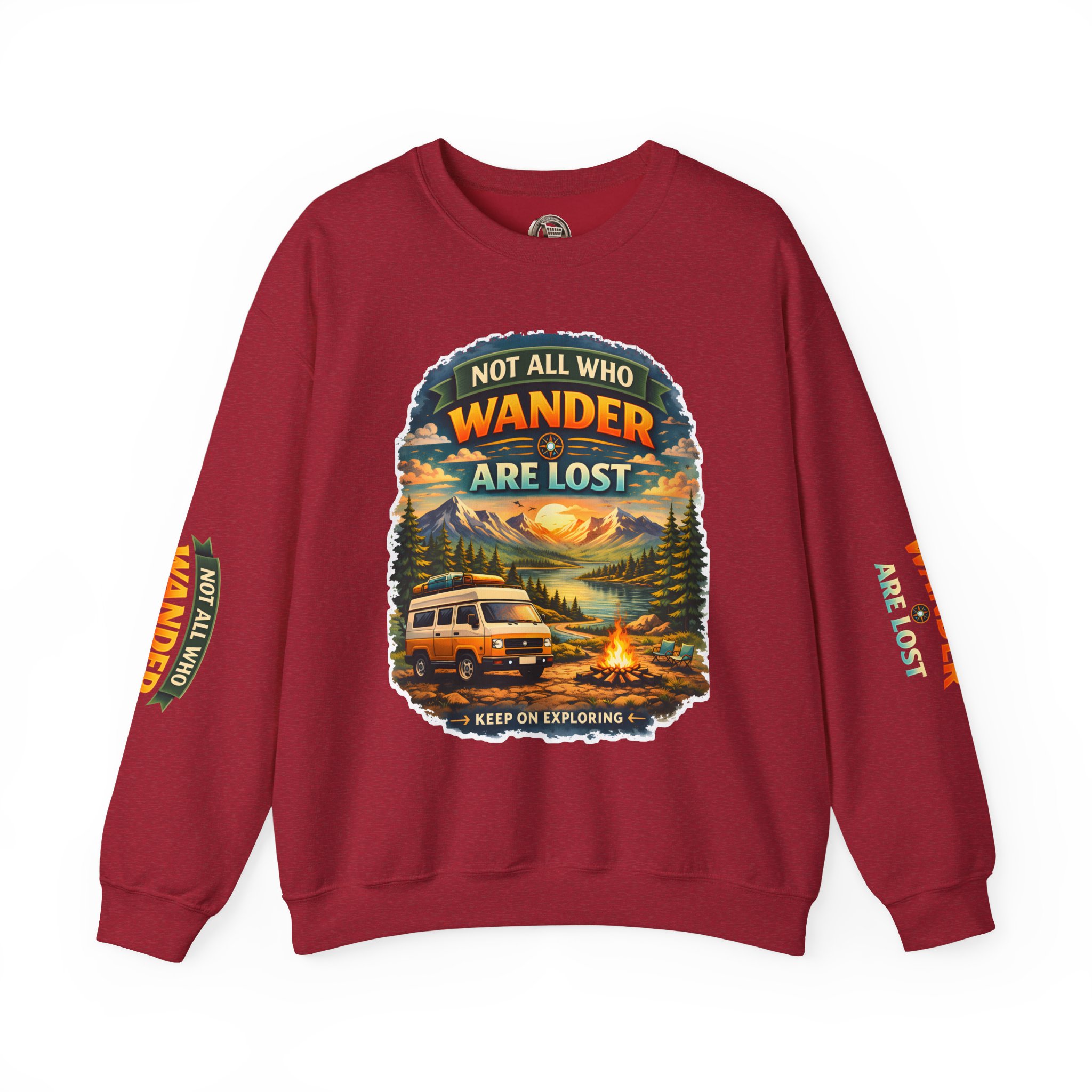 Unisex Heavy Blend™ Crewneck Sweatshirt — "Not All Who Wander Are Lost" Design Scenic-Line