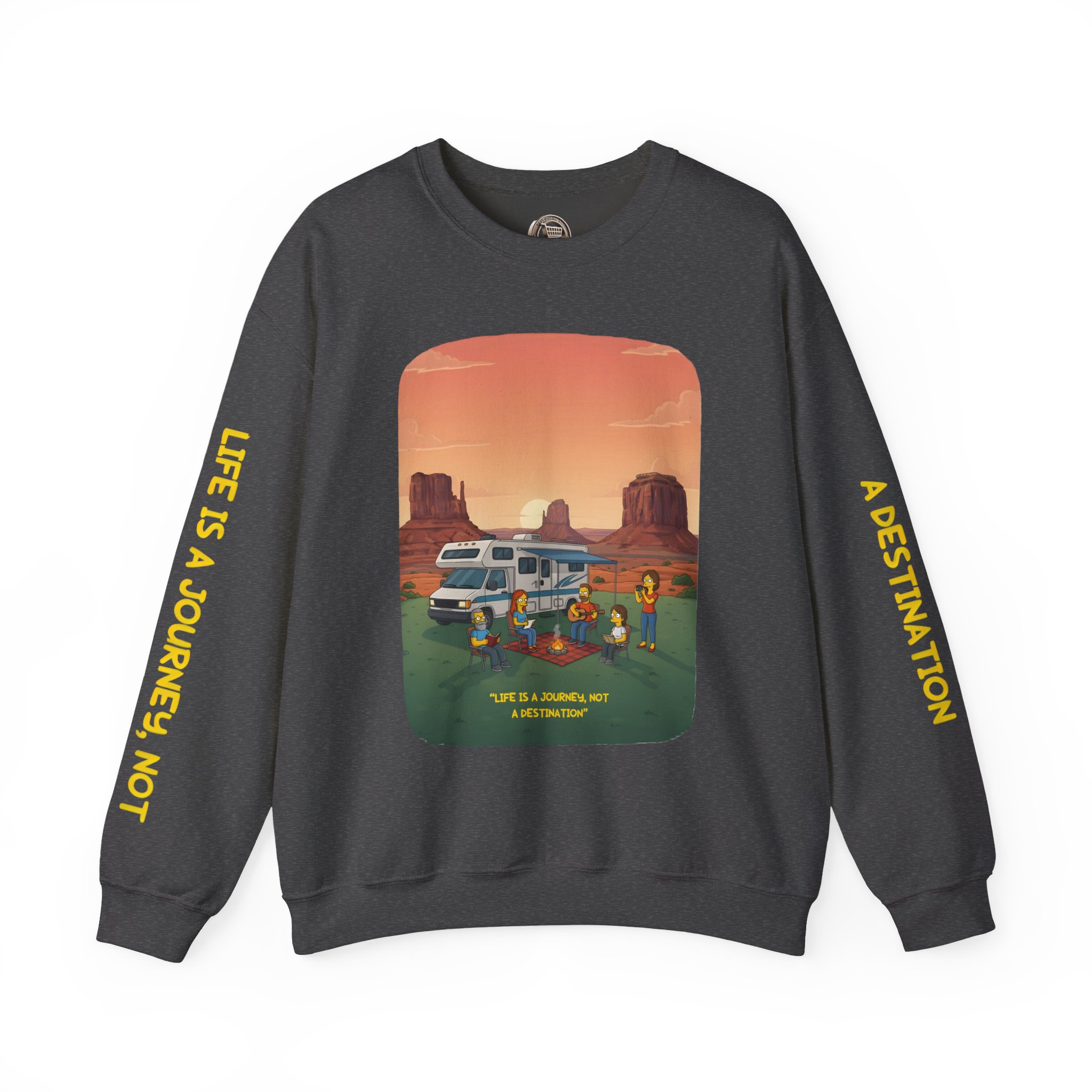 Unisex Heavy Blend™ Crewneck Sweatshirt — "Life Is A Journey-Not A Destination" Design Sitcom-Line
