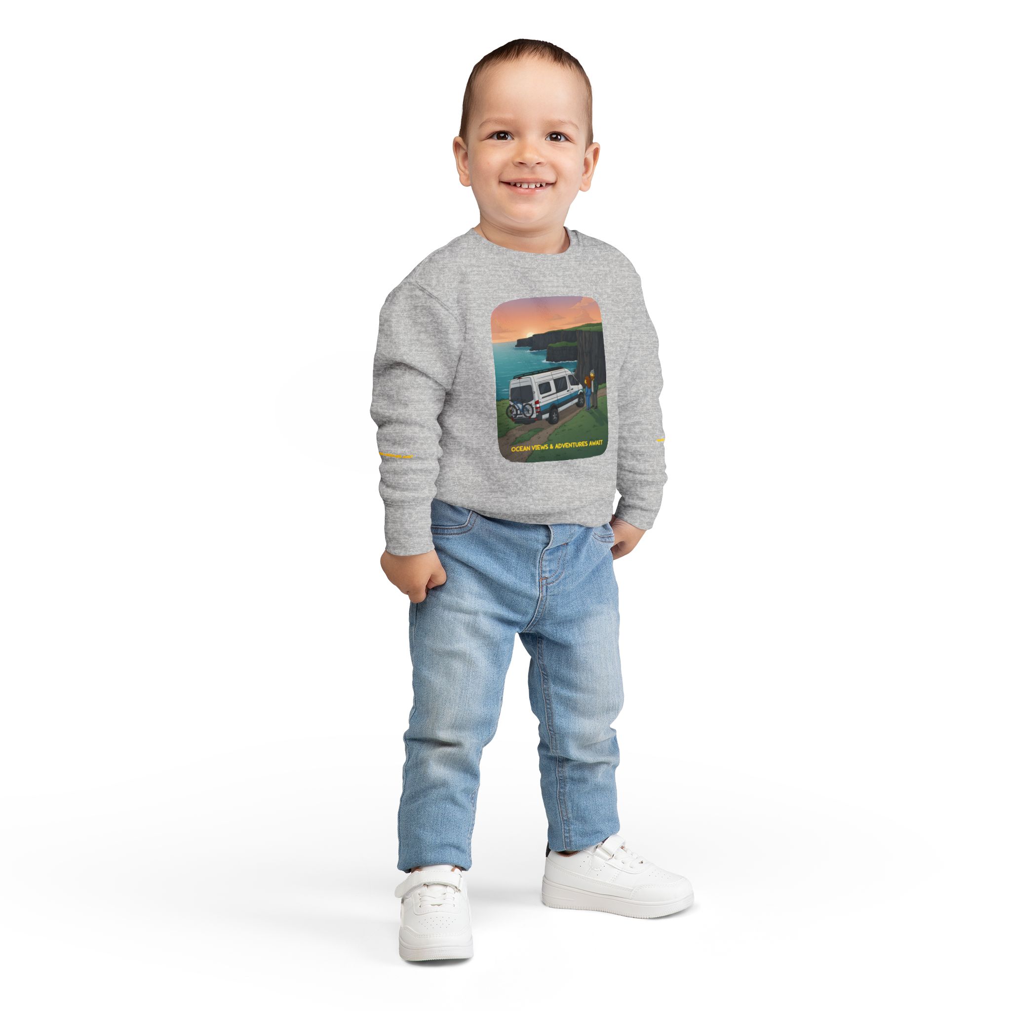 Toddler Sweatshirt - "Ocean Views-Adventures Awaits" (Design Sitcom-Line)