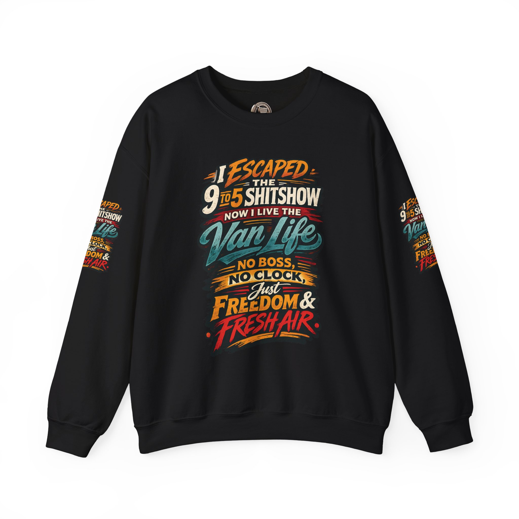 9308960763342208403_2048.jpeg Unisex Heavy Blend™ Crewneck Sweatshirt — "I Escaped The 9 To 5" Design F**K-Line