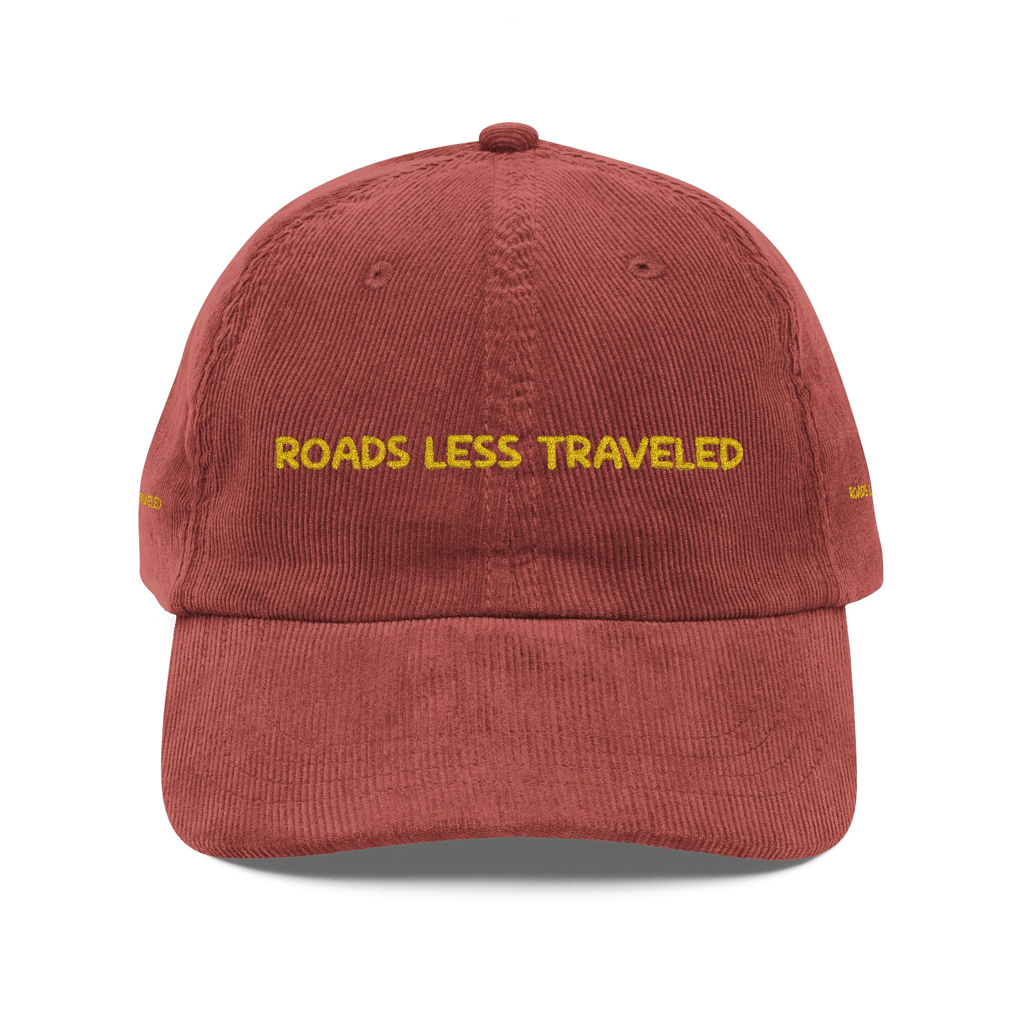 9310078798826124439_2048-1.jpeg Vintage Corduroy Cap (Embroidery) — "Roads Less Traveled" Embroidered Hat