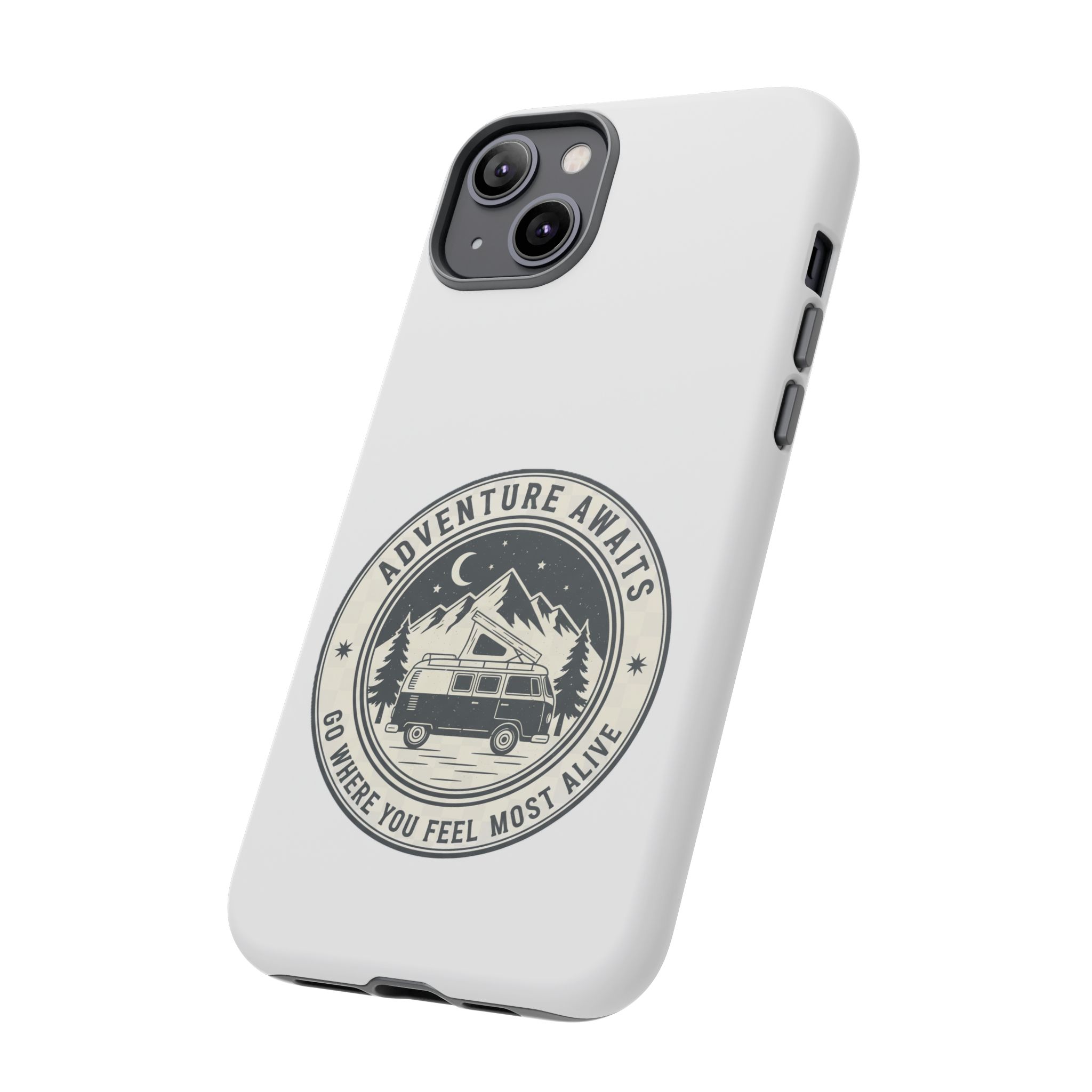 Phone Case — "Adventure Awaits-Go Where You Feel Most Alive" Camper Van Design