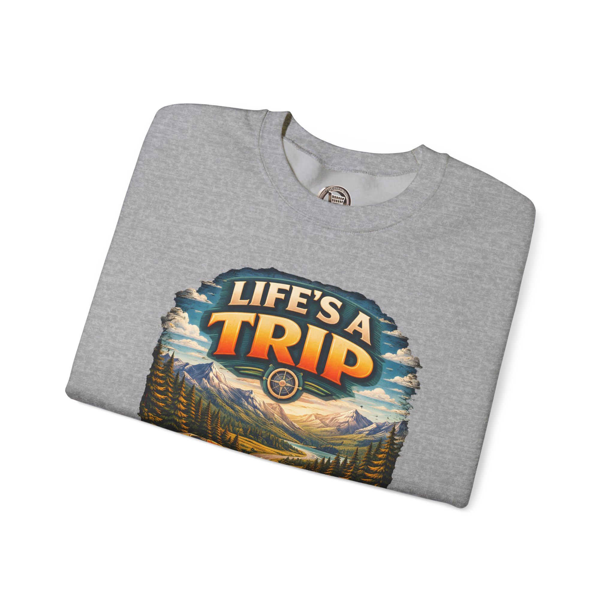 Unisex Heavy Blend™ Crewneck Sweatshirt — "Life s A Trip" Design Scenic-Line