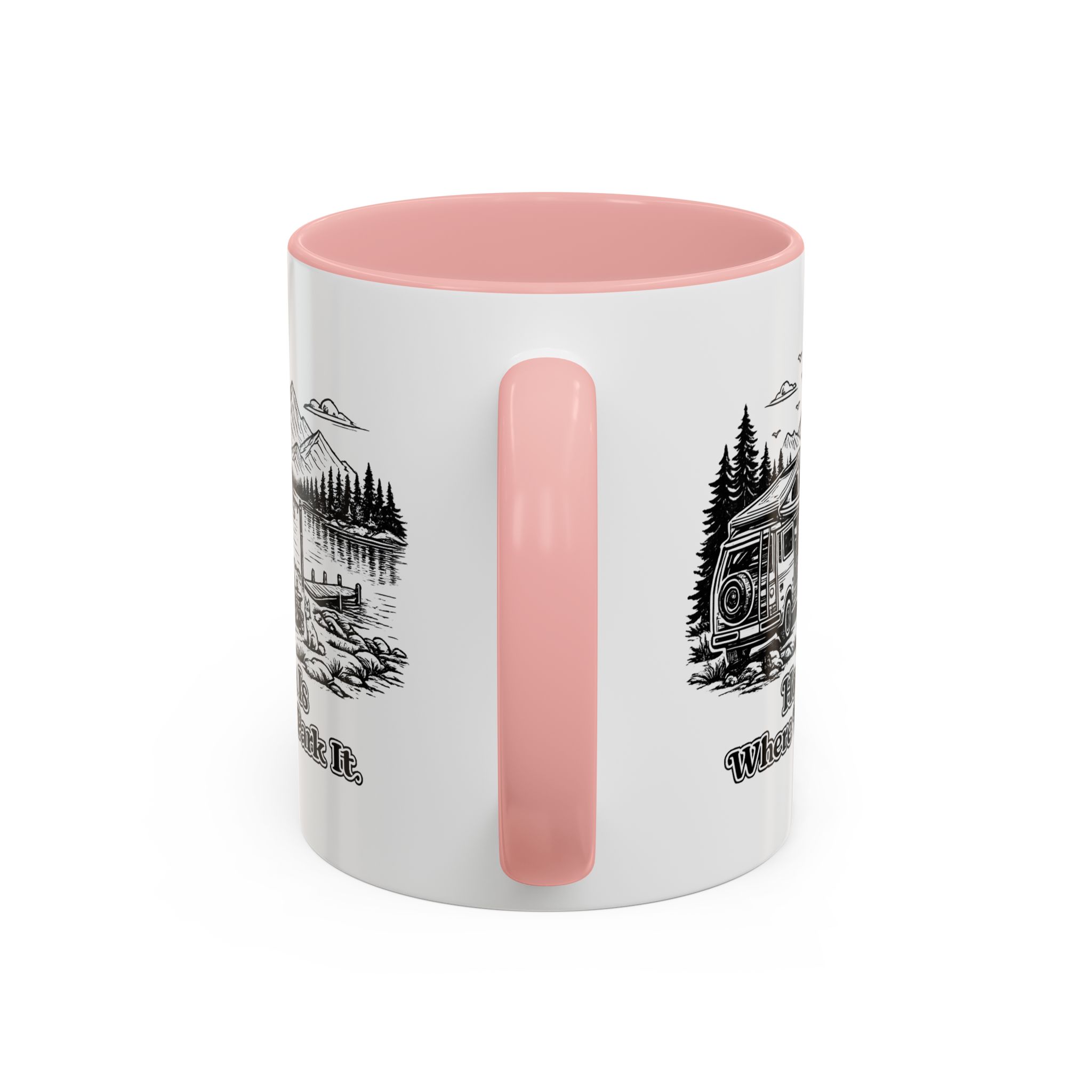 Accent Coffee Mug (11, 15oz) — "Home Is Where You Park It" Design Minimal-Line