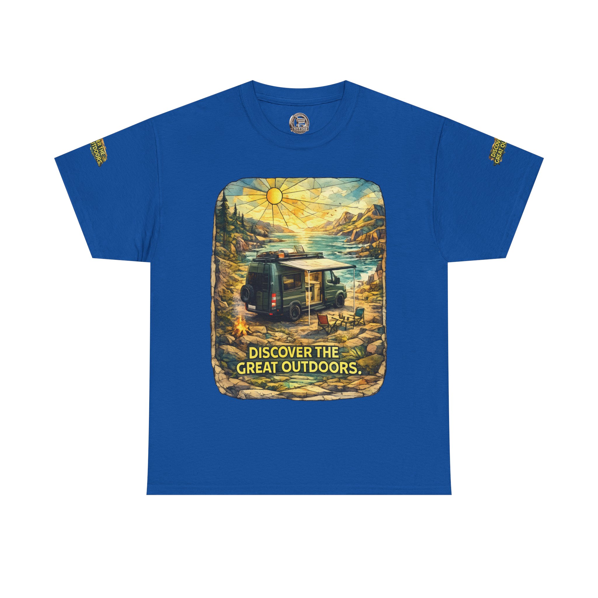 Unisex Heavy Cotton Tee — "Discover The Great Outdoors" Design Cubic-Line