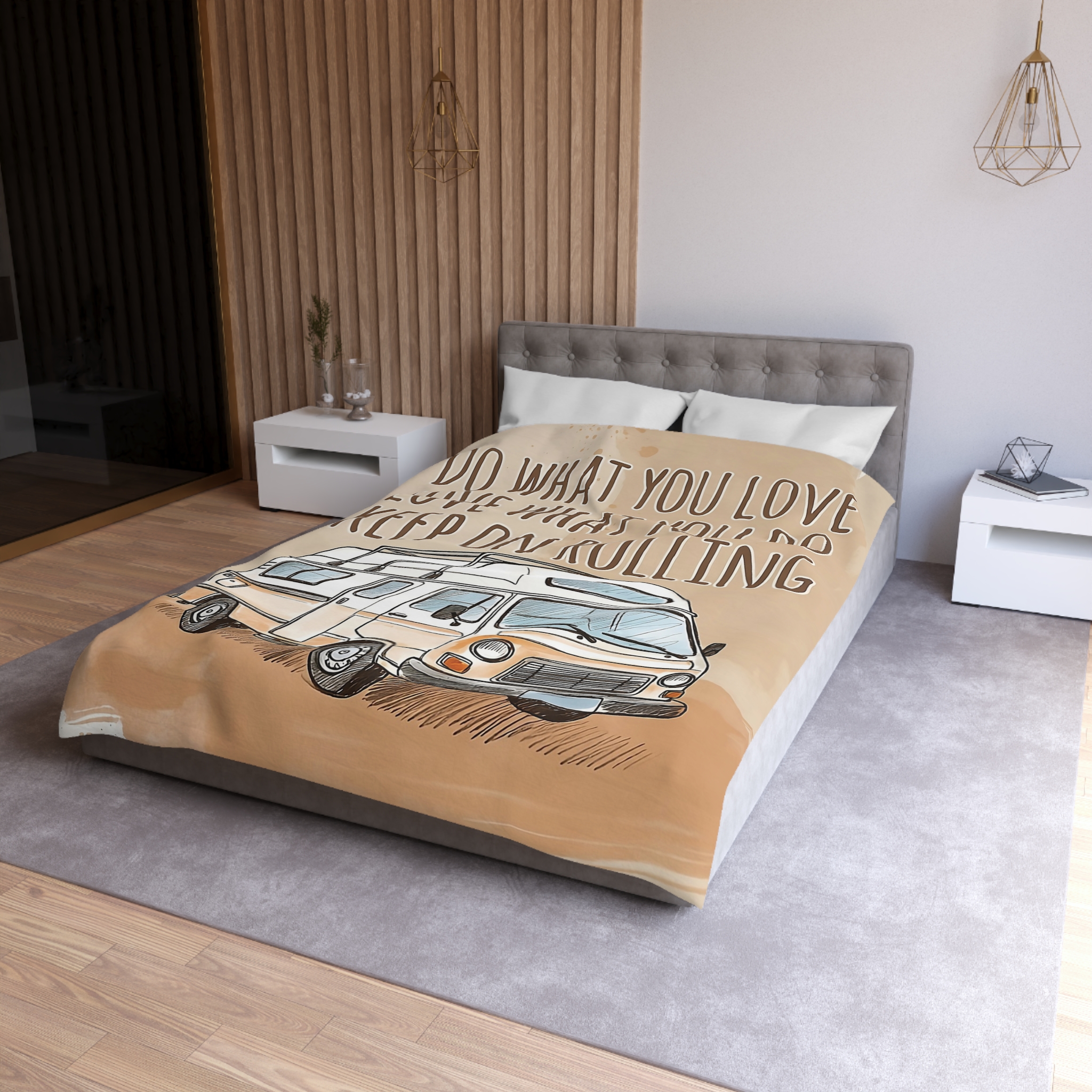 9318288476084633745_2048.jpeg Duvet Cover - 'Do What You Love, Keep On Rolling' Campervan Bedding