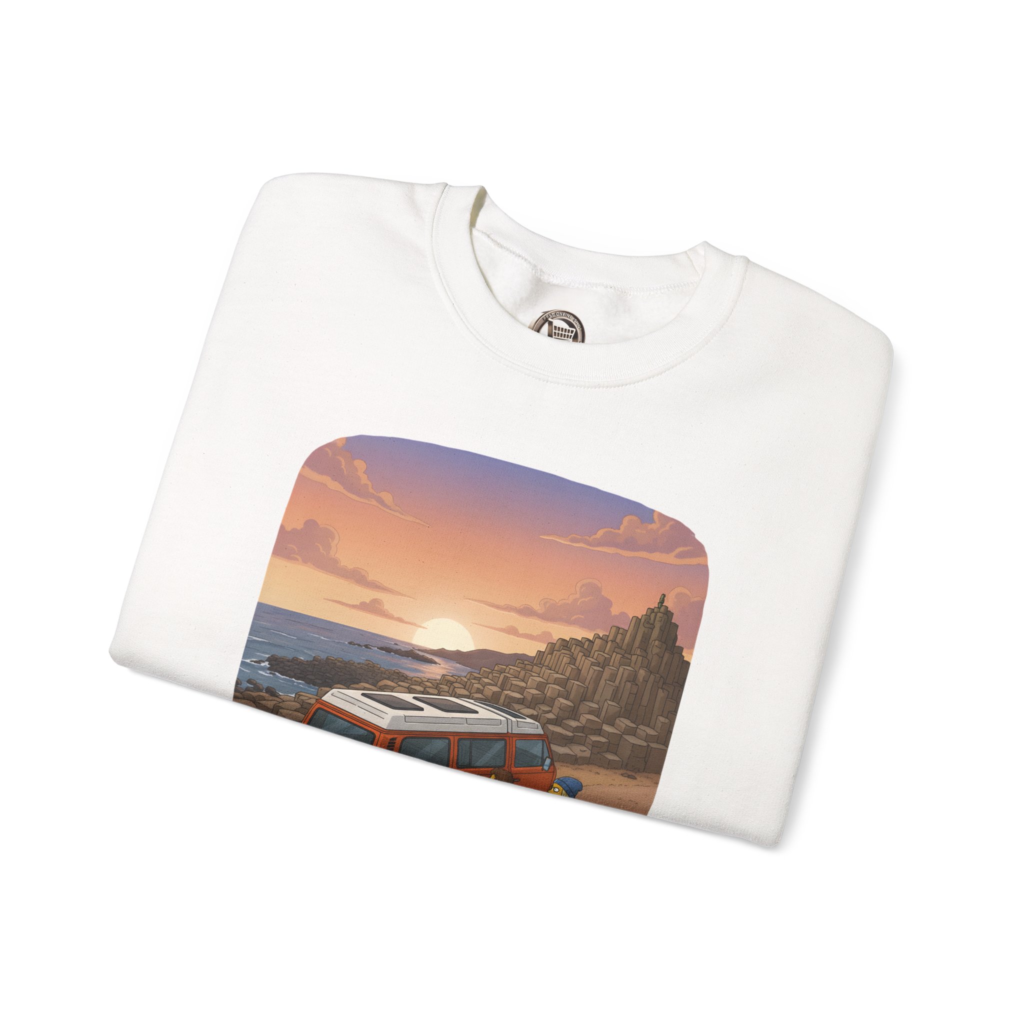 Unisex Heavy Blend™ Crewneck Sweatshirt — "Lost Roads Epic Coastlines" Design Sitcom-Line