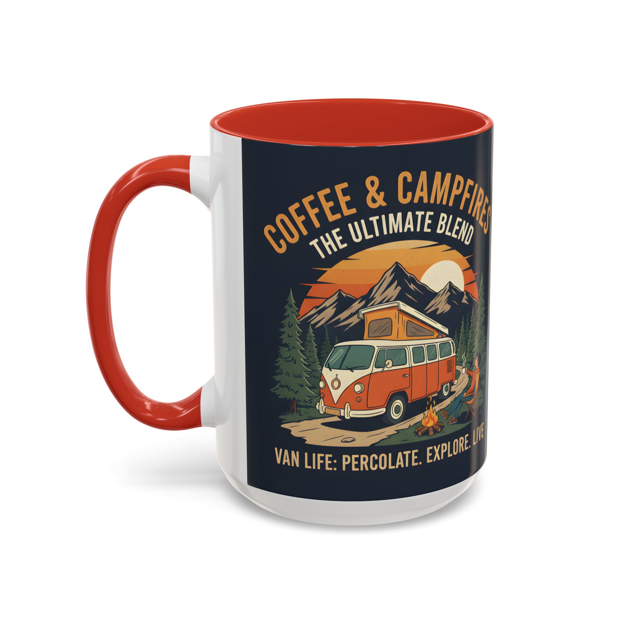 Accent Coffee Mug (11, 15oz) — "Coffee and campfires"