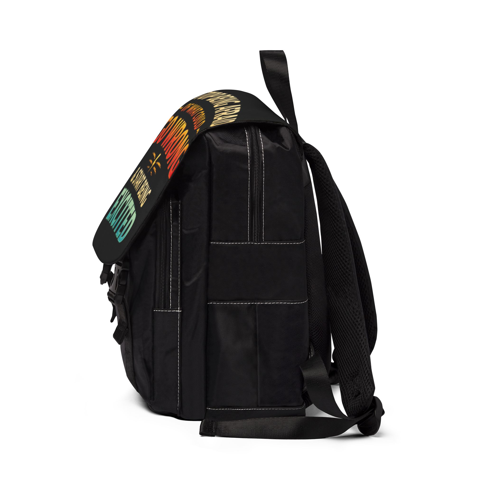 Unisex Casual Shoulder Backpack—"Stop Being Afraid Of What Could Go Wrong" Design Scenic-Line(Campervan)