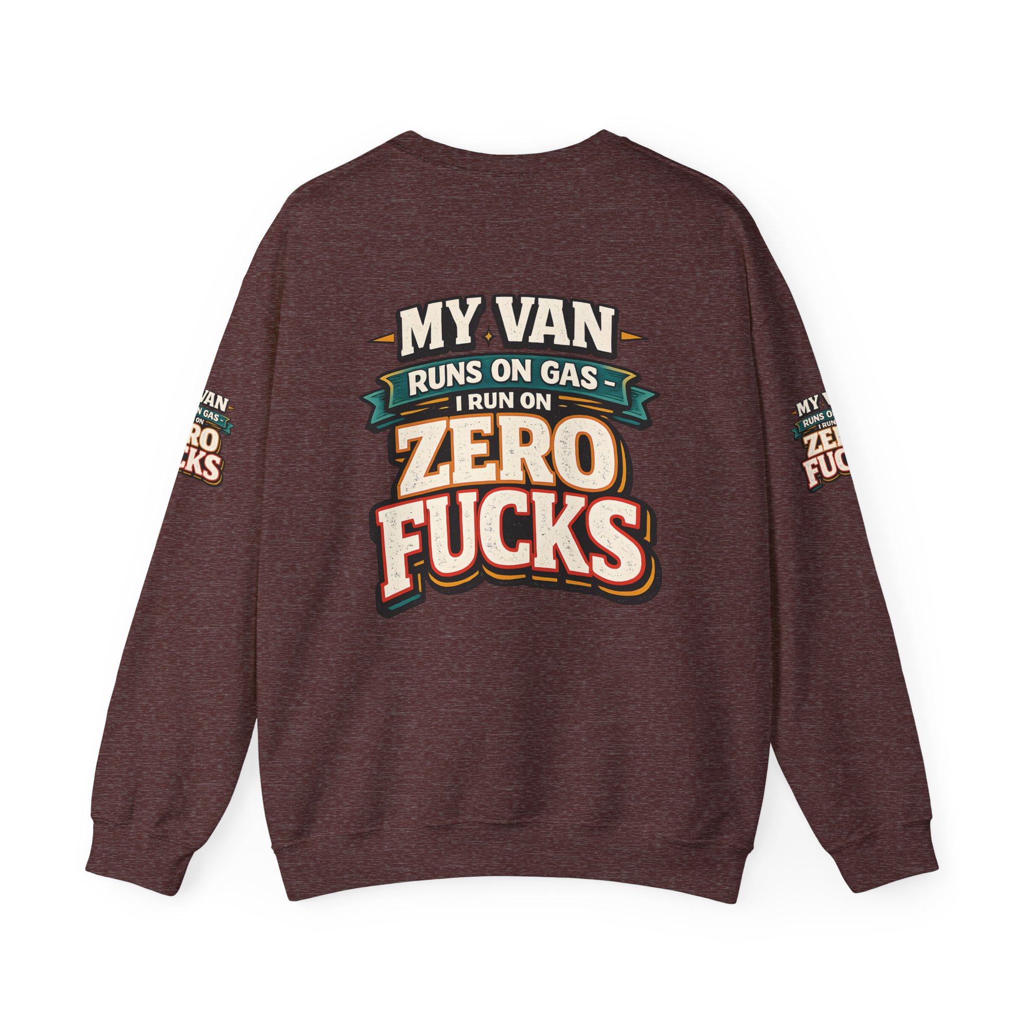 Unisex Heavy Blend™ Crewneck Sweatshirt — "My Van Runs On Gas" Design F**K-Line