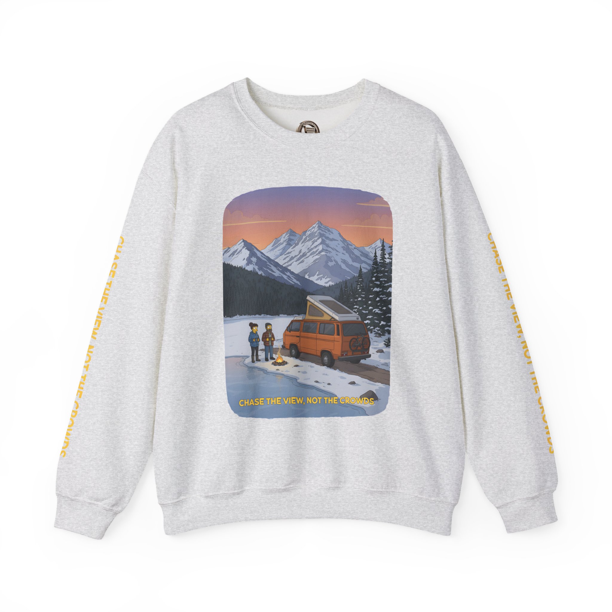 Unisex Heavy Blend™ Crewneck Sweatshirt — "Chase The Views-Not The Crowds"" Design Sitcom-Line