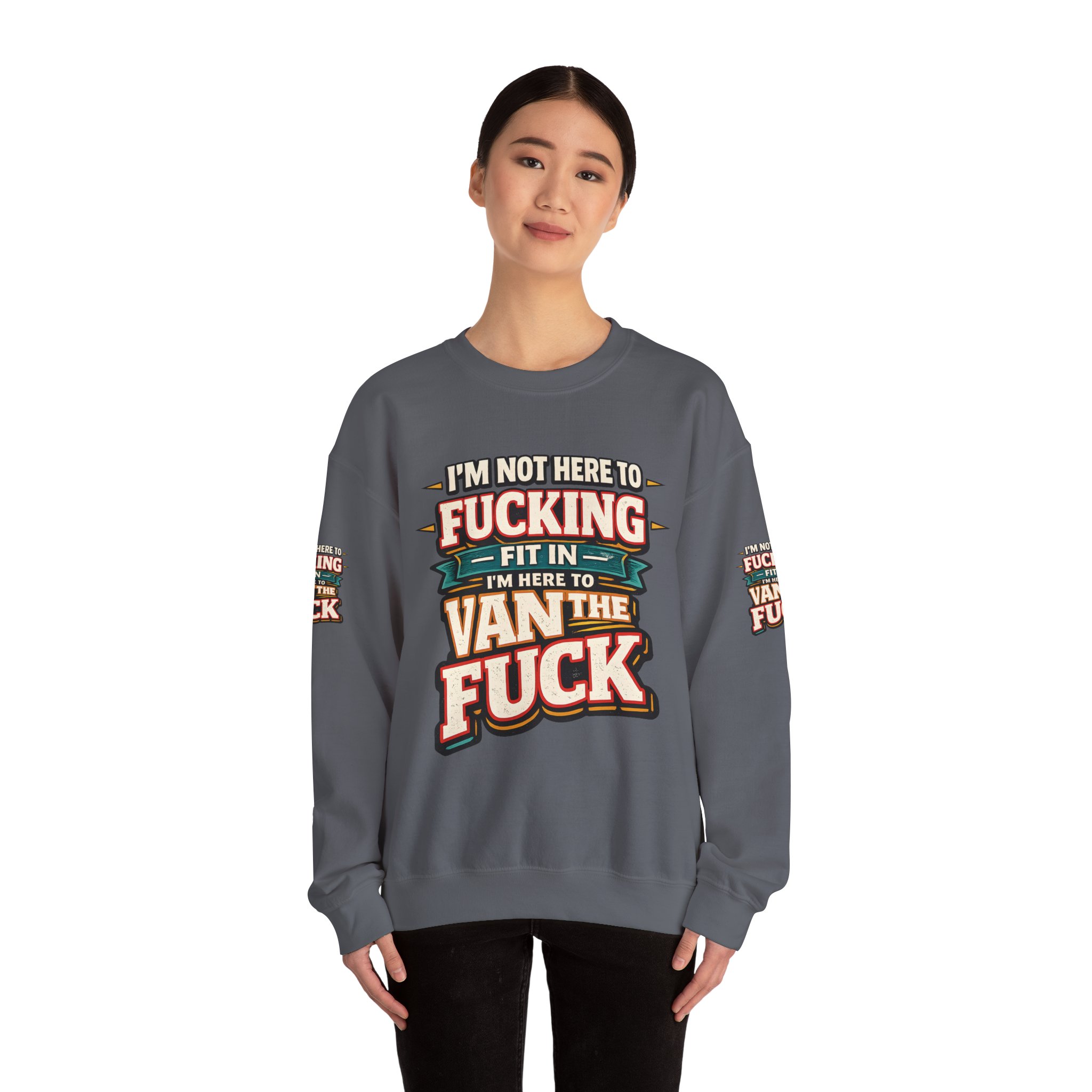 9337273839525086049_2048.jpeg Unisex Heavy Blend™ Crewneck Sweatshirt — "I´m Not Here To Fucking Fit In" Design F**K-Line