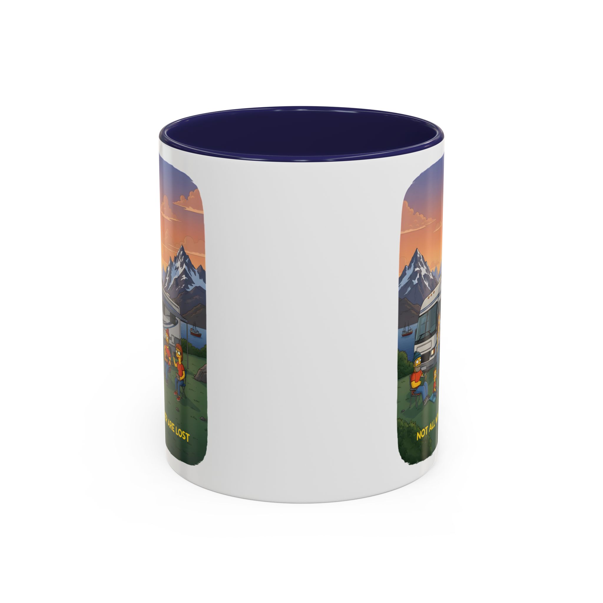 Accent Coffee Mug (11, 15oz) — "Not All Who Wander Are Lost" Design Sitcom-Line