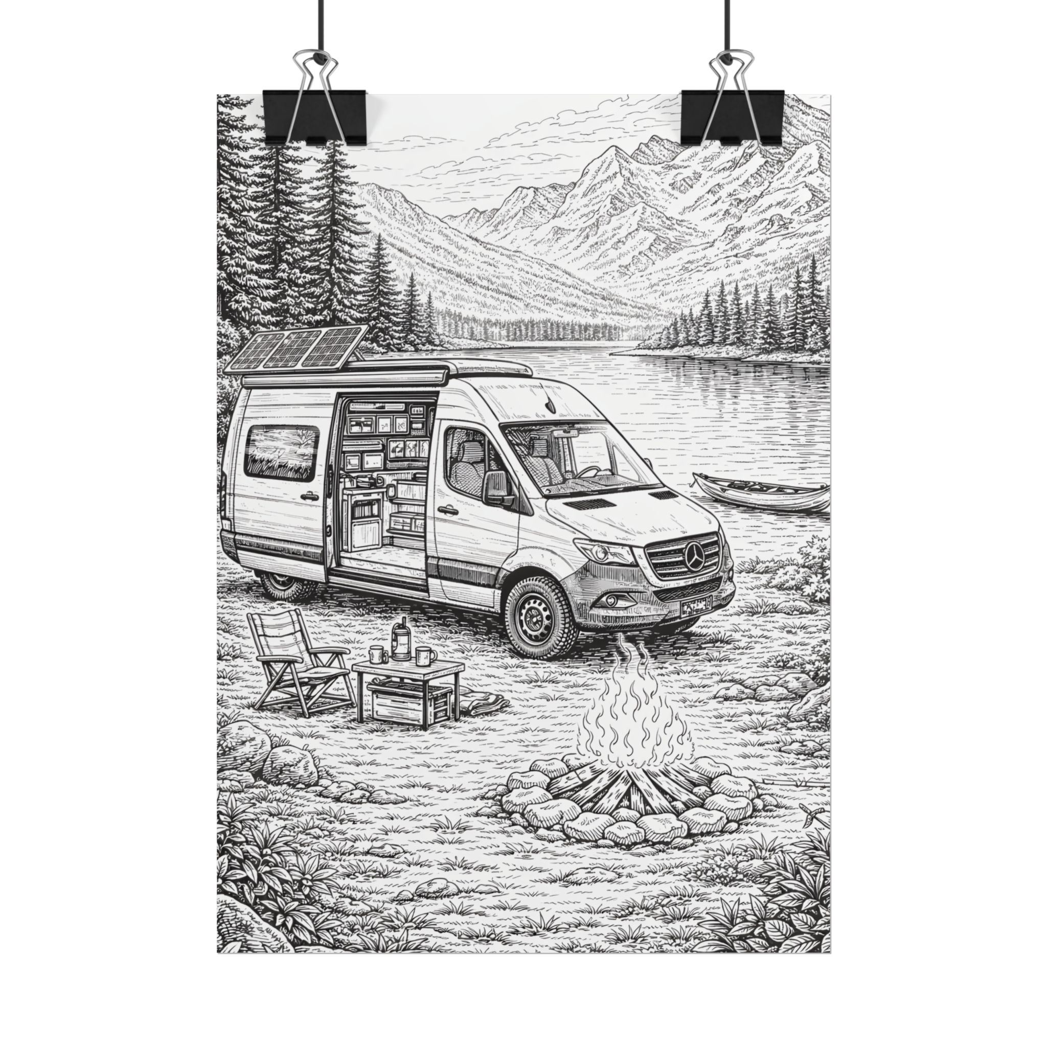 Campervan Poster — Vintage RV Camping Landscape Wall Art