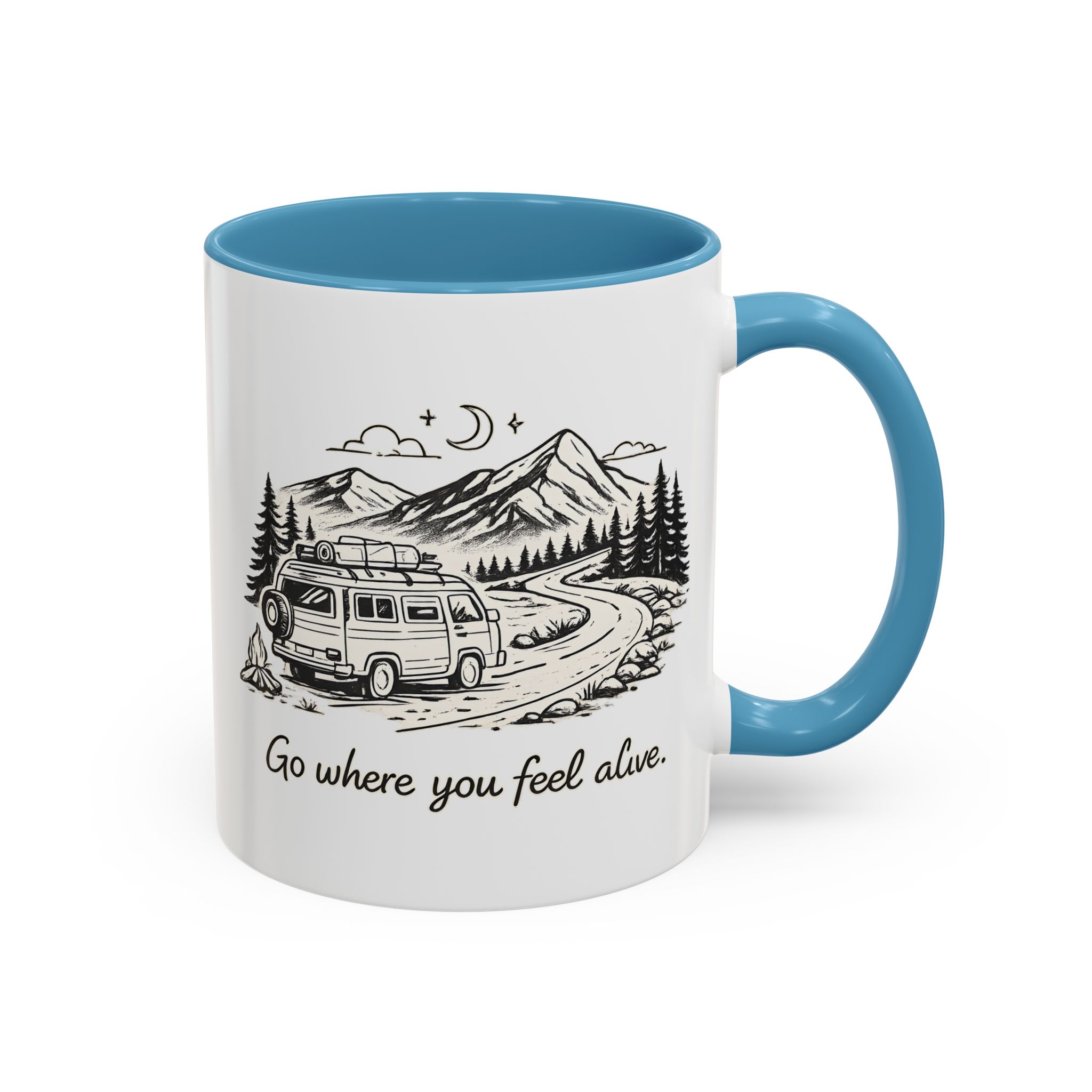 Accent Coffee Mug (11, 15oz) — "Go Where You Feel Alive" Design Minimal-Line