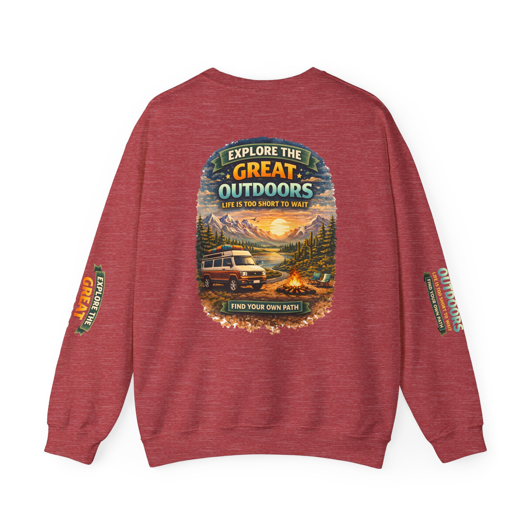 Unisex Heavy Blend™ Crewneck Sweatshirt — "Explore The Great Outdoors" Design Scenic-Line