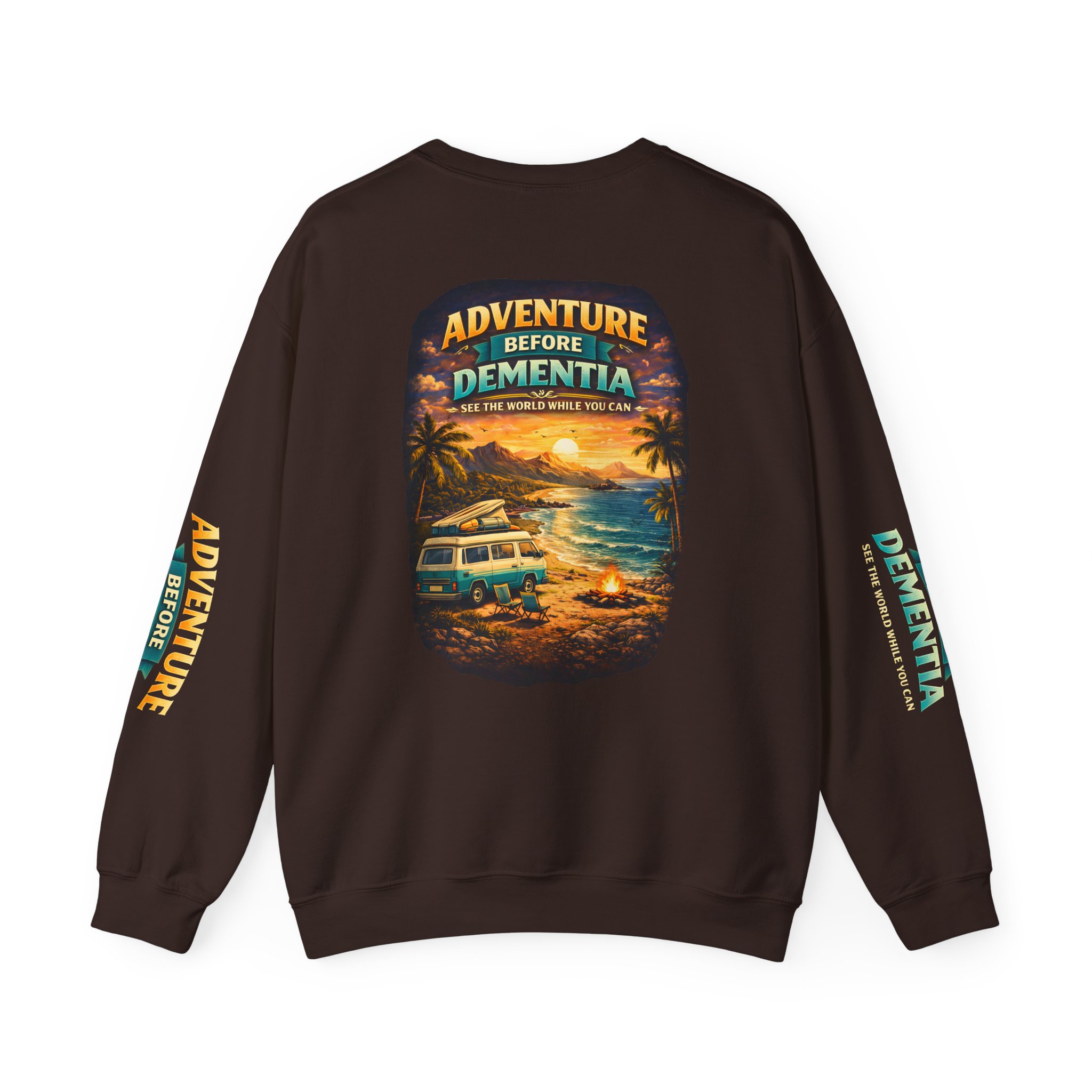 Unisex Heavy Blend™ Crewneck Sweatshirt — "Adventure Before Dementia" Design Scenic-Line
