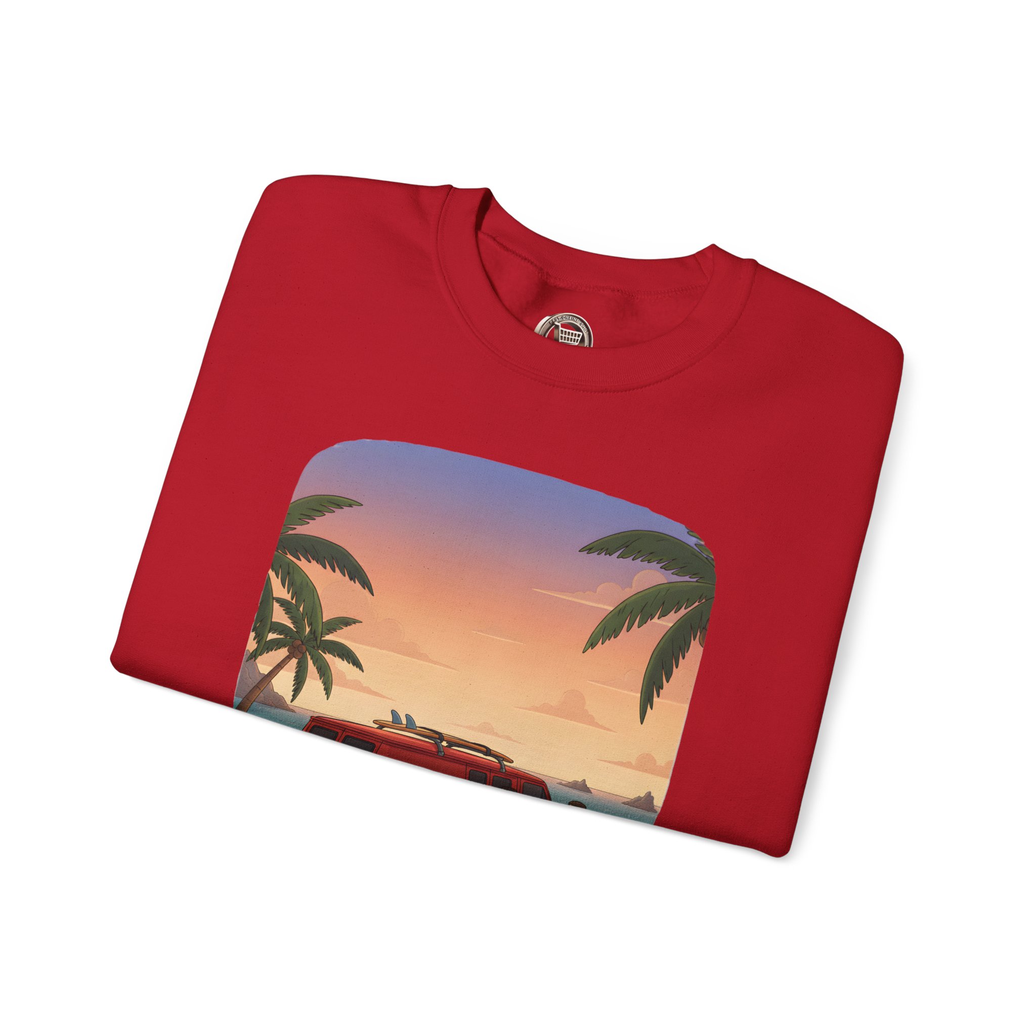 Unisex Heavy Blend™ Crewneck Sweatshirt — "Ocean Air Salty Hair Van Life" Design Sitcom-Line