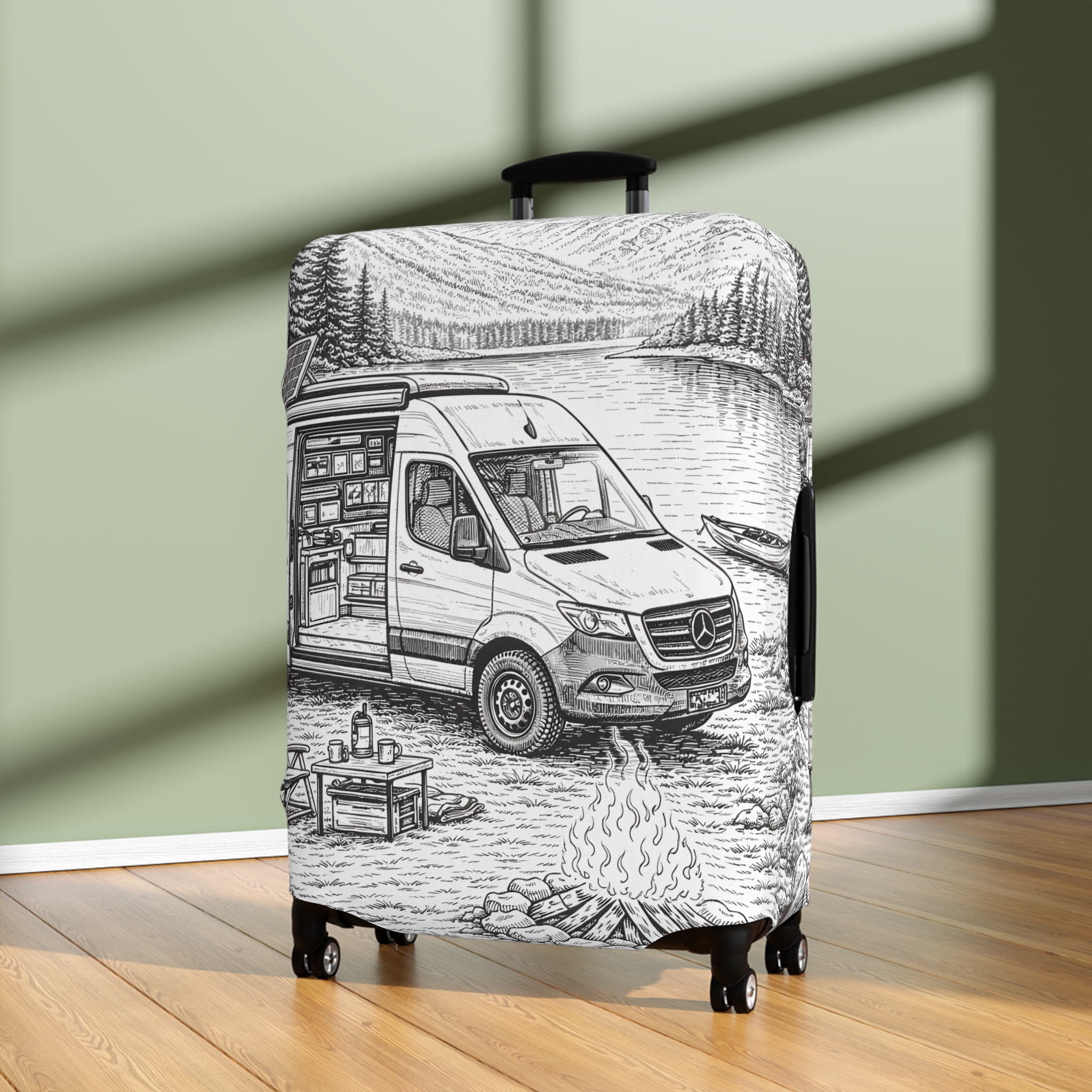 936852401042223176_2048.jpeg Luggage Cover — Adventure Camper Sketch Travel Suitcase