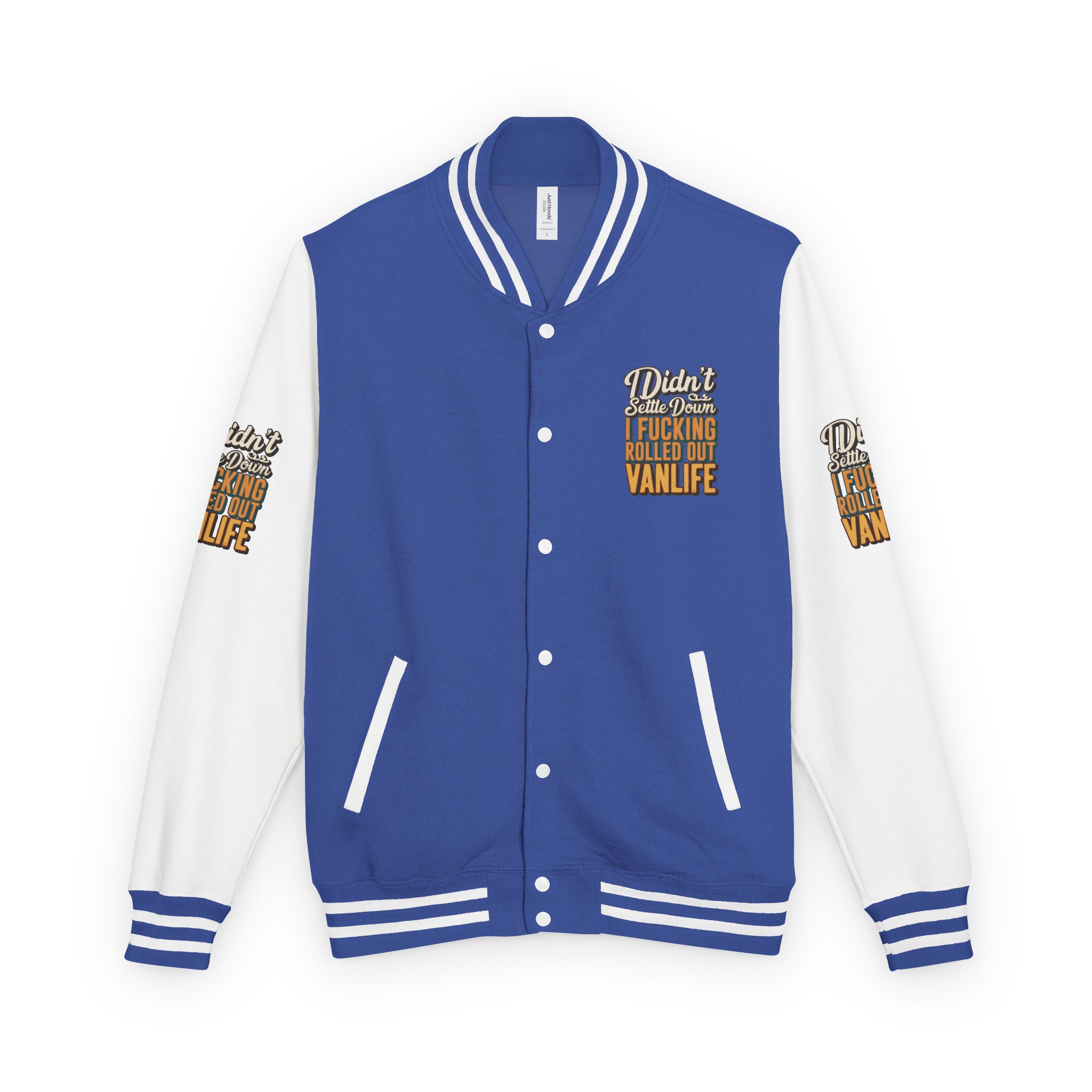 9370698130798927826_2048-1.jpeg Unisex Heavyweight Letterman Jacket — "Dind´t Settle Down" Design F**K-Line