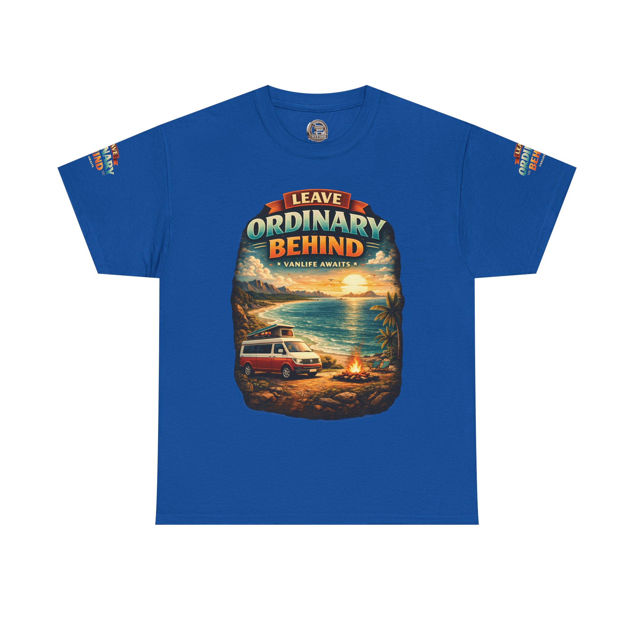 Unisex Heavy Cotton Tee — "Leave Ordinary Behind" Design Scenic-Line