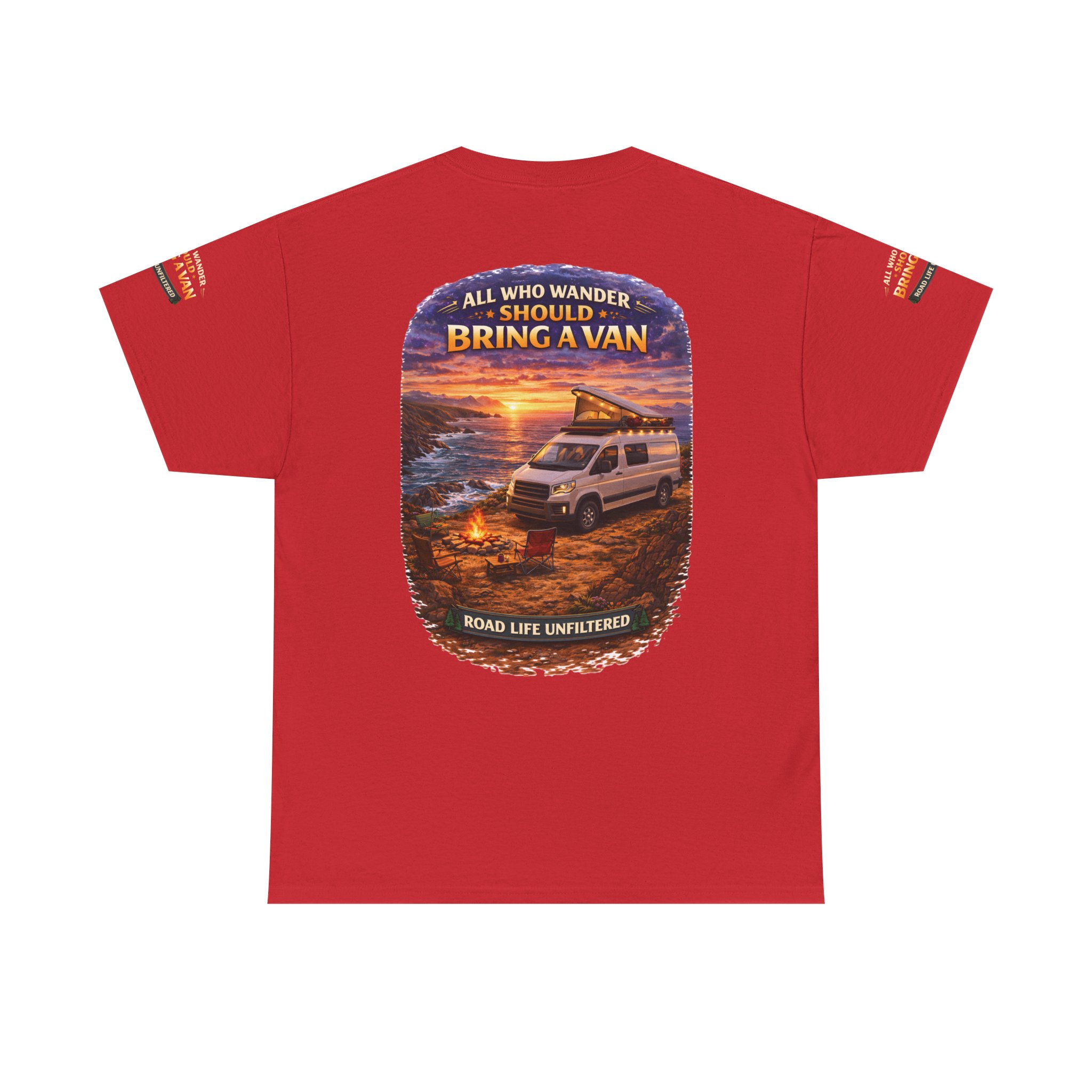 Unisex Heavy Cotton Tee — "All Who wander Should Bring A Van" Design Scenic-Line