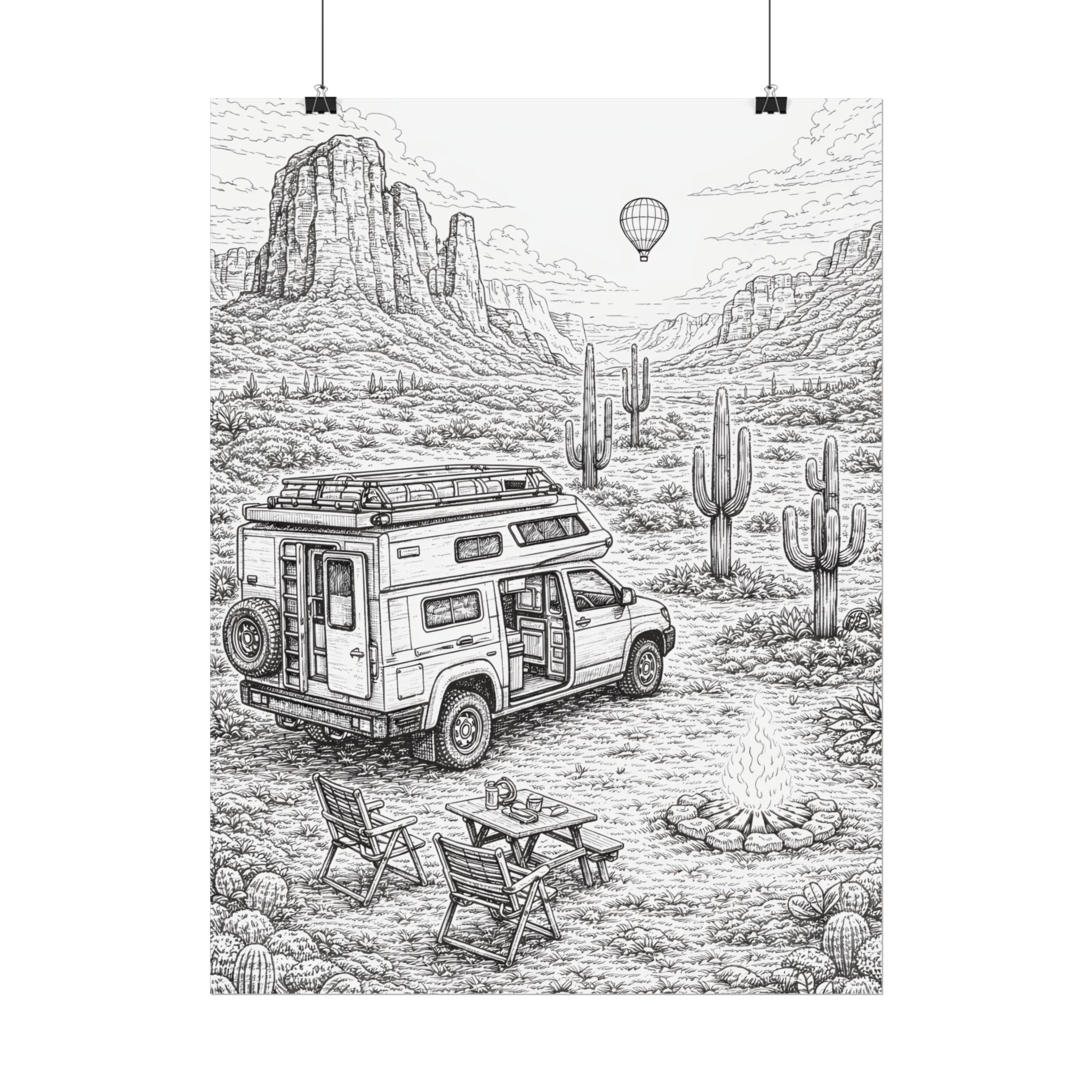 Campervan Poster — Vintage RV Camping Landscape Wall Art