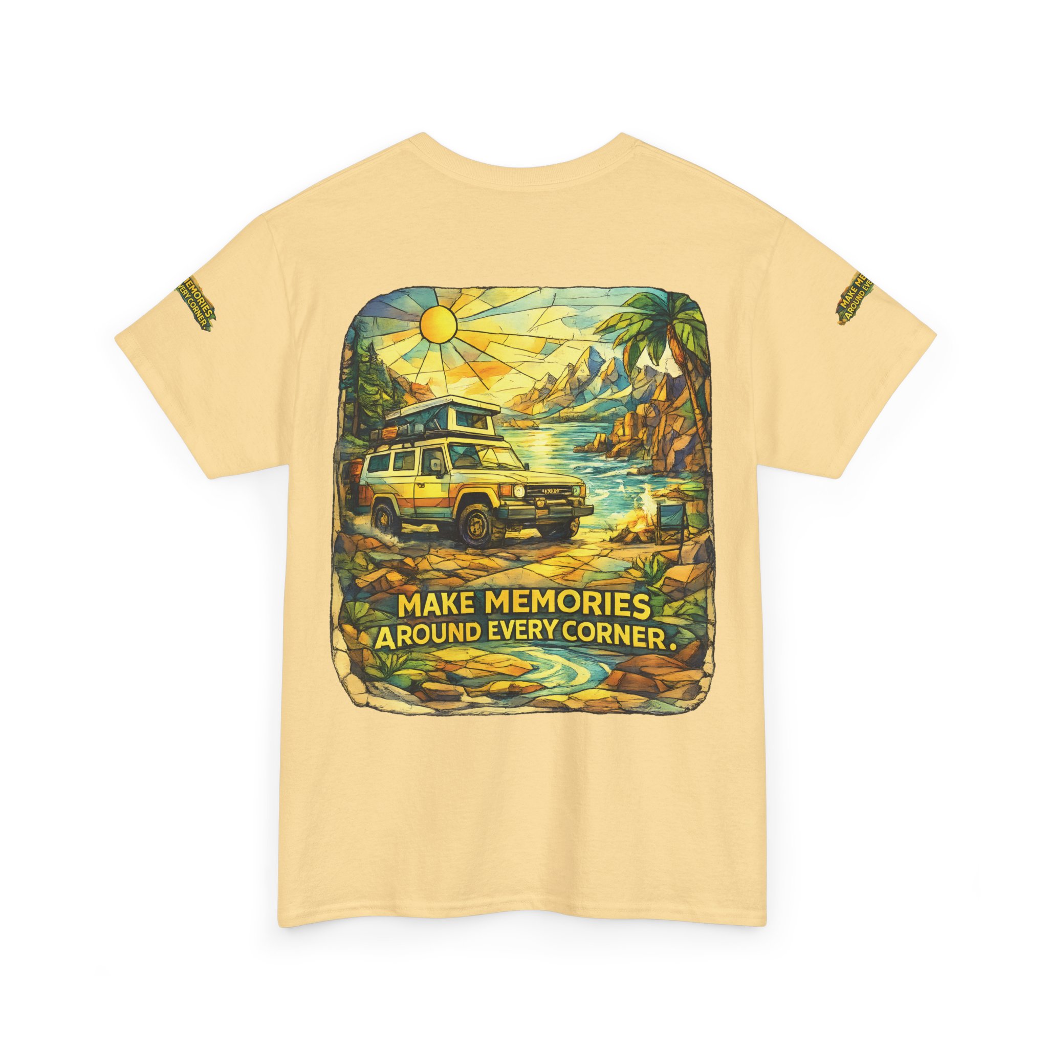 9384234921014410829_2048.jpeg Unisex Heavy Cotton Tee — "Make Memories Around Every Corner" Design Cubic-Line