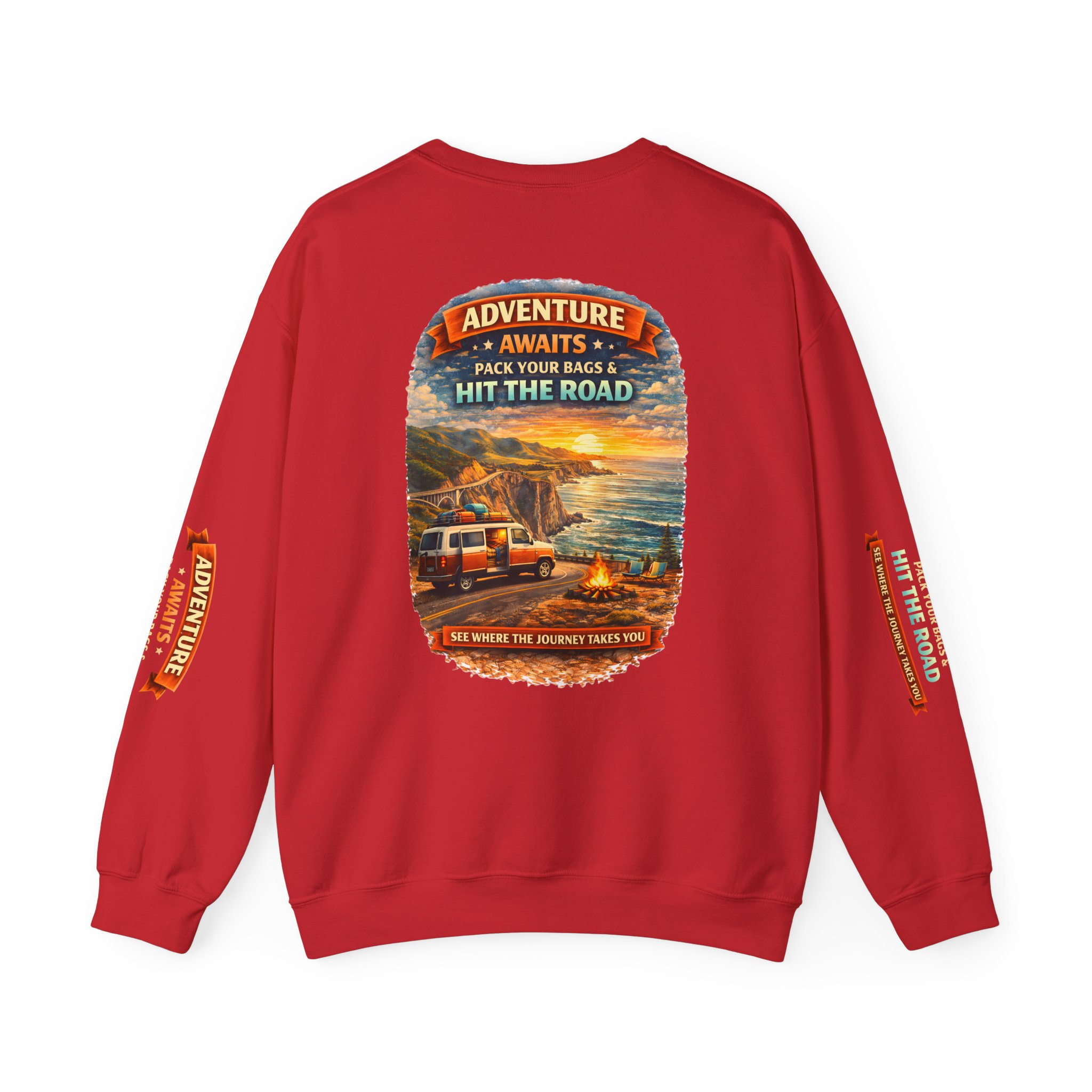 9385974285062383484_2048.jpeg Unisex Heavy Blend™ Crewneck Sweatshirt — "Adventure Awaits-Pack Your Bags" Design Scenic-Line