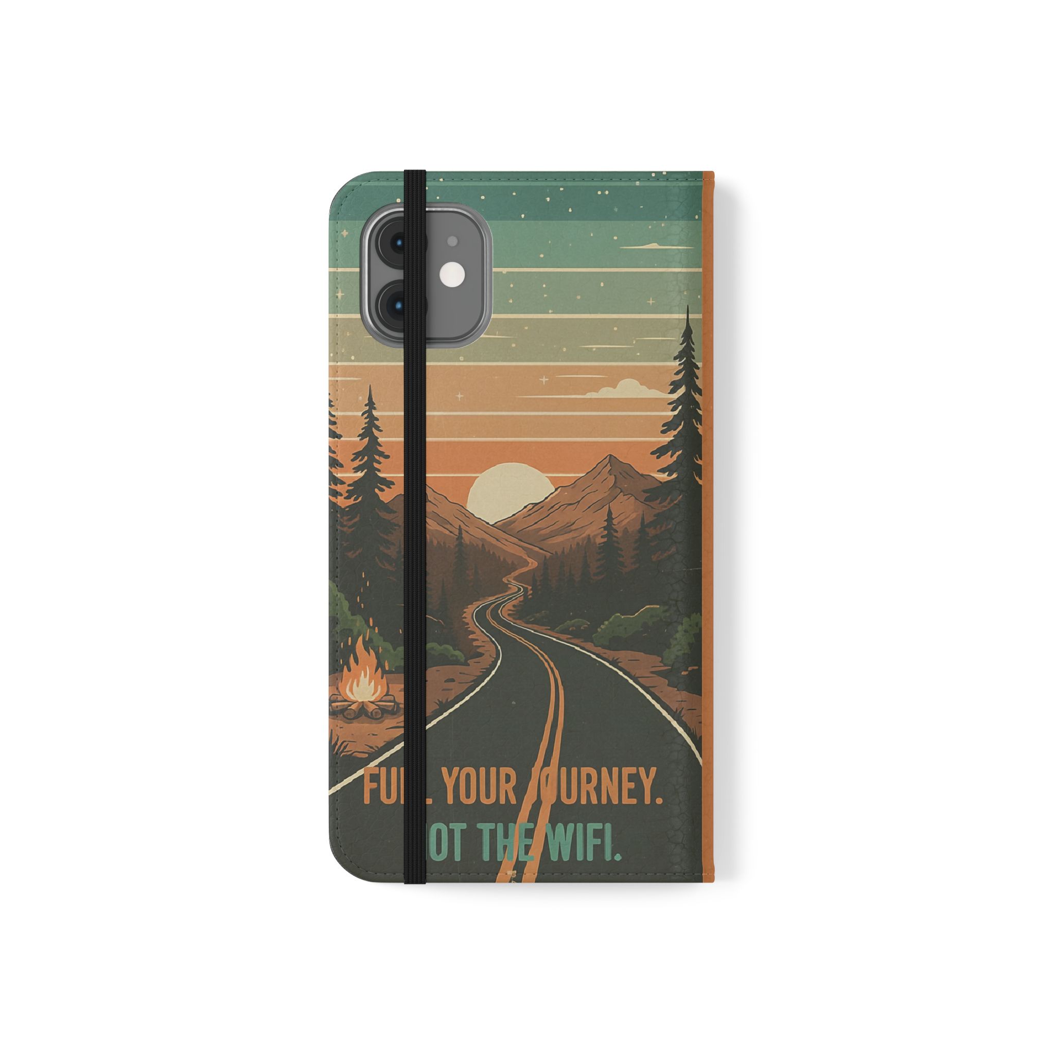 Flip Phone Case — "Adventure Awaits Unplug & Drive" Wallet Case